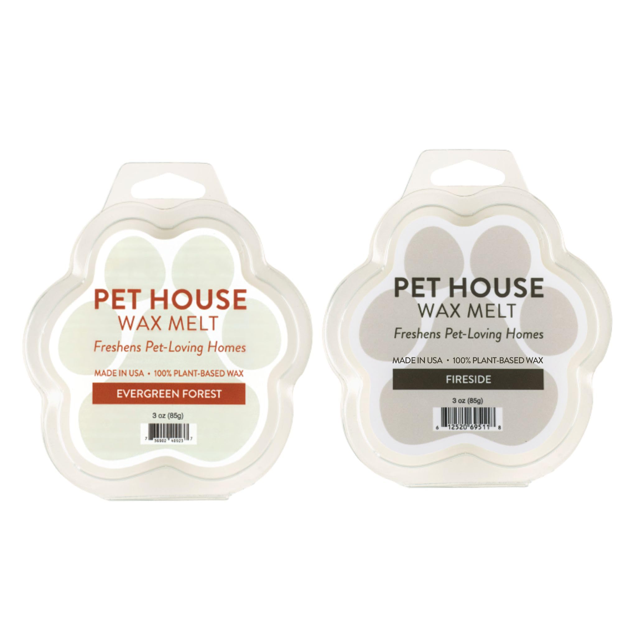 One Fur All 100% Natural Soy Wax Melts, Pack Of 2 By Pet House - Long Lasting Pet Odor Eliminating Wax Melts Non-Toxic, Dye-Free Unique, Made In Usa (2 Pack, Evergreen Forest/Fireside)