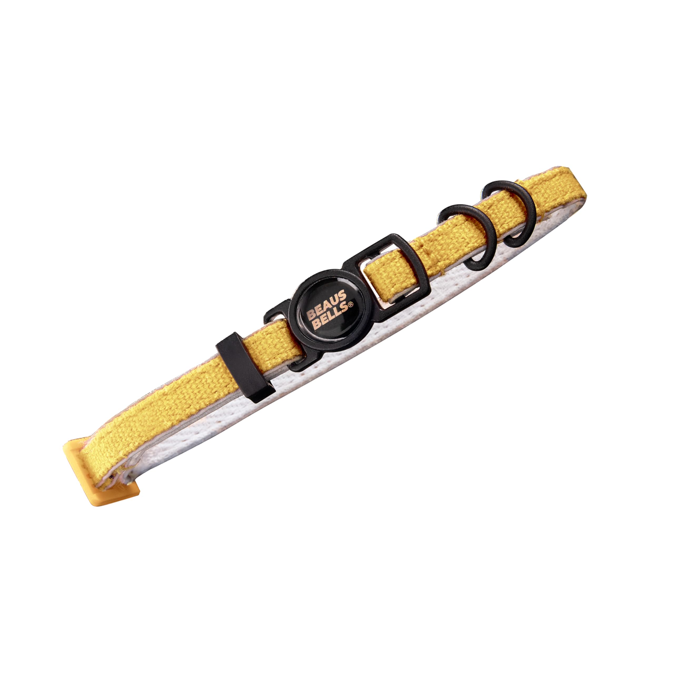Beaus Bells - Recycled Cotton Cat Collar | Reflective, Anti-Fray, Water-Repellent, Breakaway Buckle (Honey, Collar)