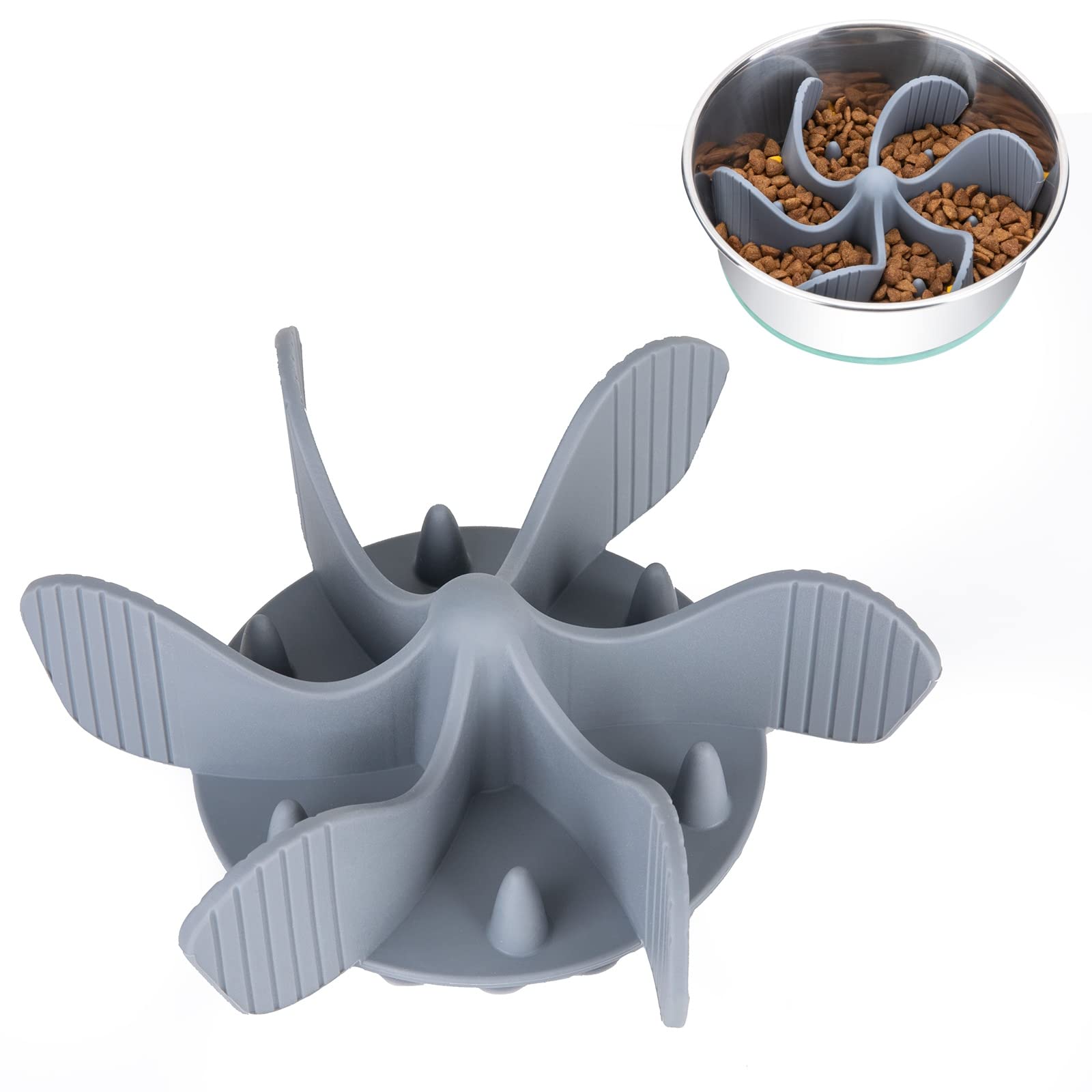 Keegud Slow Feeder Dog Bowls Insert [36 Octopus Suction Cups] Super Firm Slow Eating Bowl [Cuttable] for Small Breed and Medium 