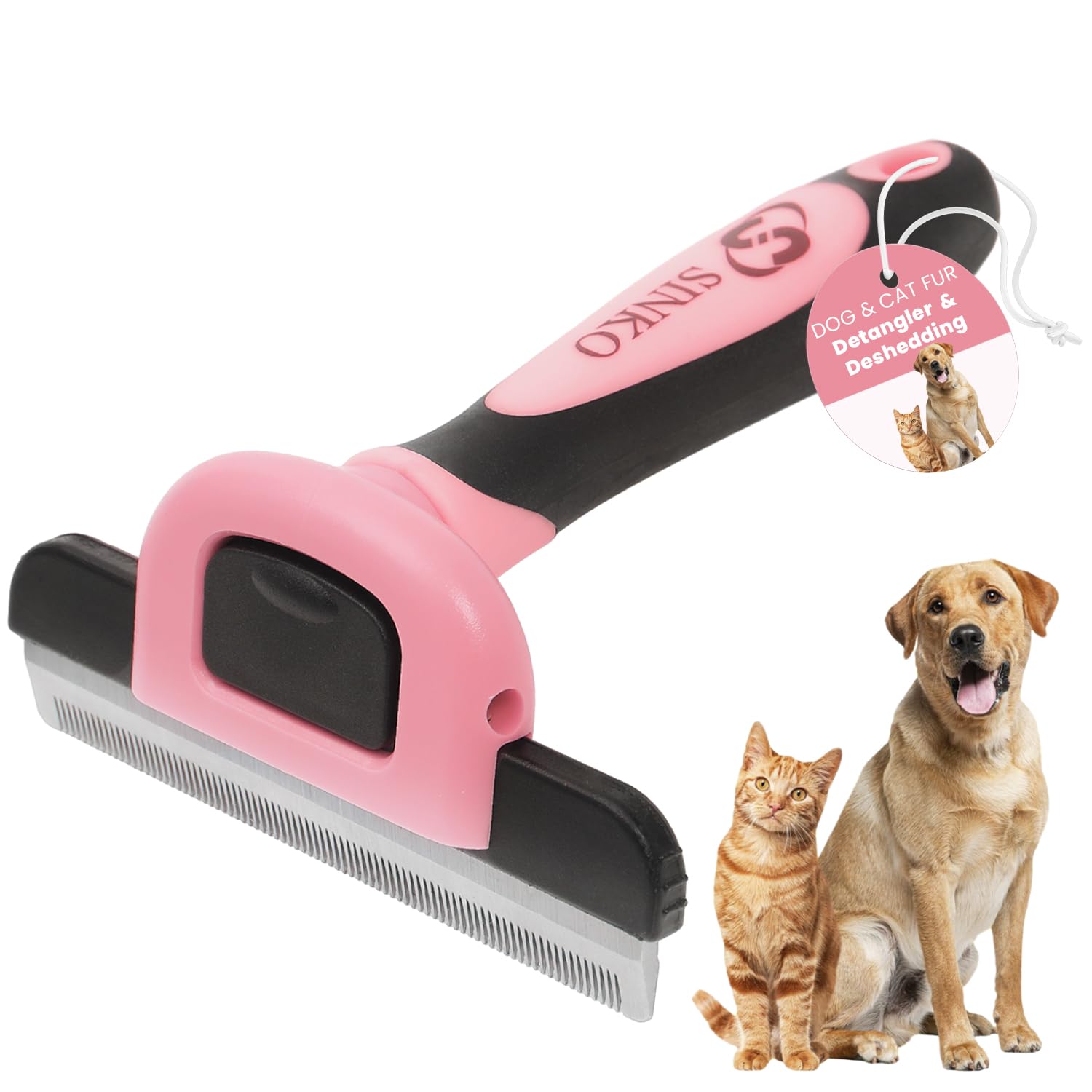 Sinko Deshedding Tool for Dogs & Cats, Pet Grooming Brush, Pet Deshedding Tool, Dog Brush for Shedding, Effectively Reduces Shed