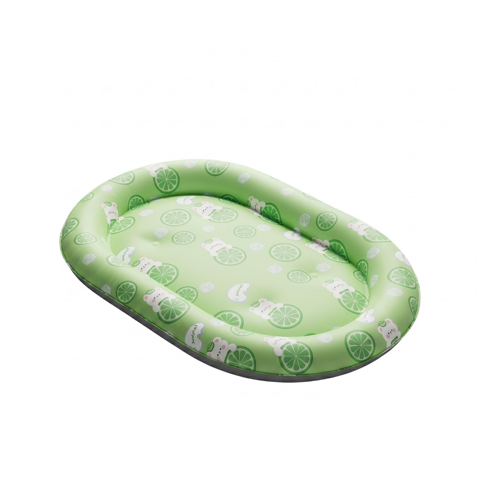 Merishopp Raised Rim Oval Pet Bed Recessed Center Oval Feline Bed Padded Cushion Nest Filled, Lime White Bear  S | Pet Supplies