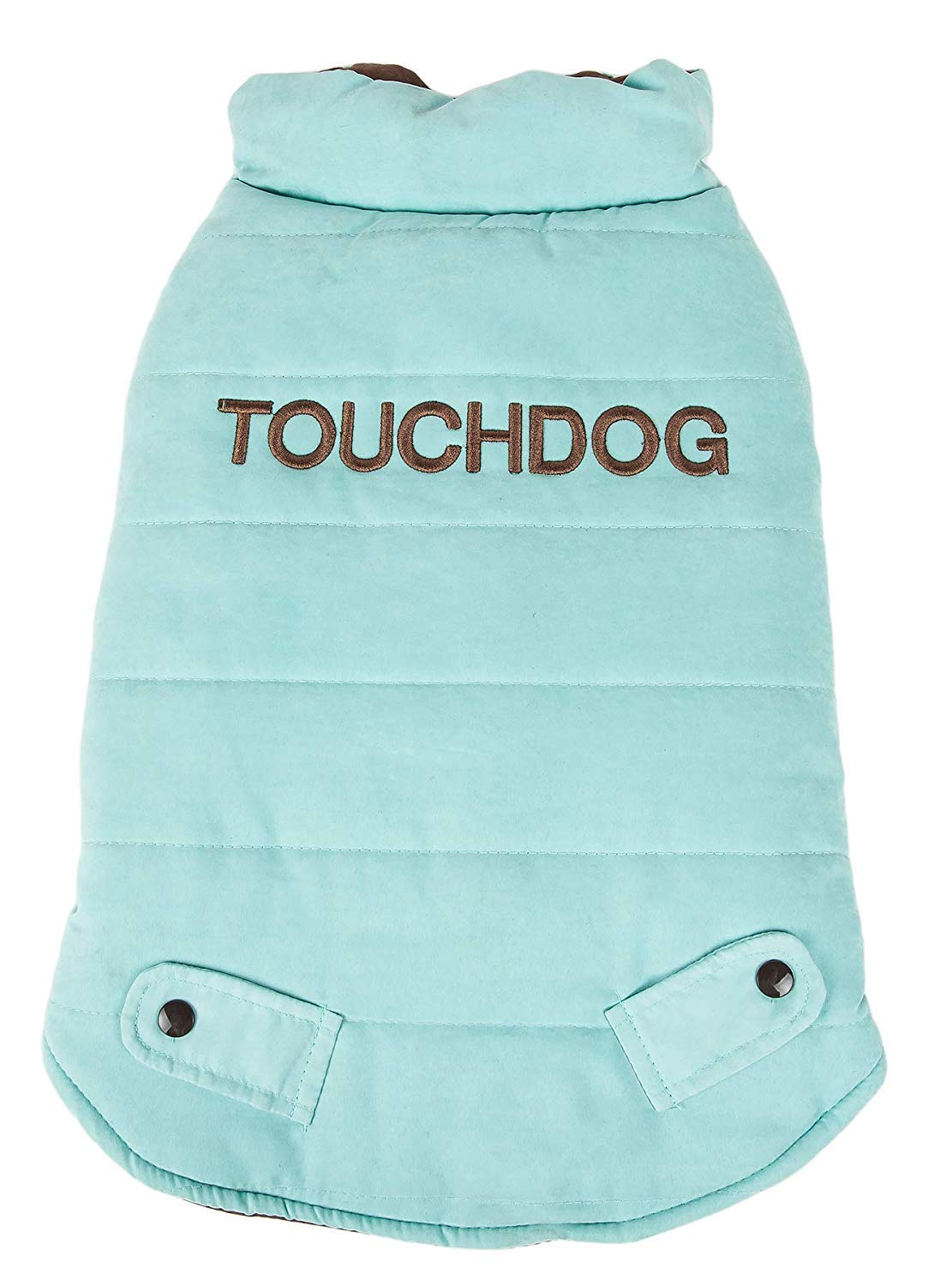 TOUCHDOG 'Waggin Swag' Fashion Designer Reversible 3M Insulated Pet Dog Coat Jacket, Small, Blue / Brown