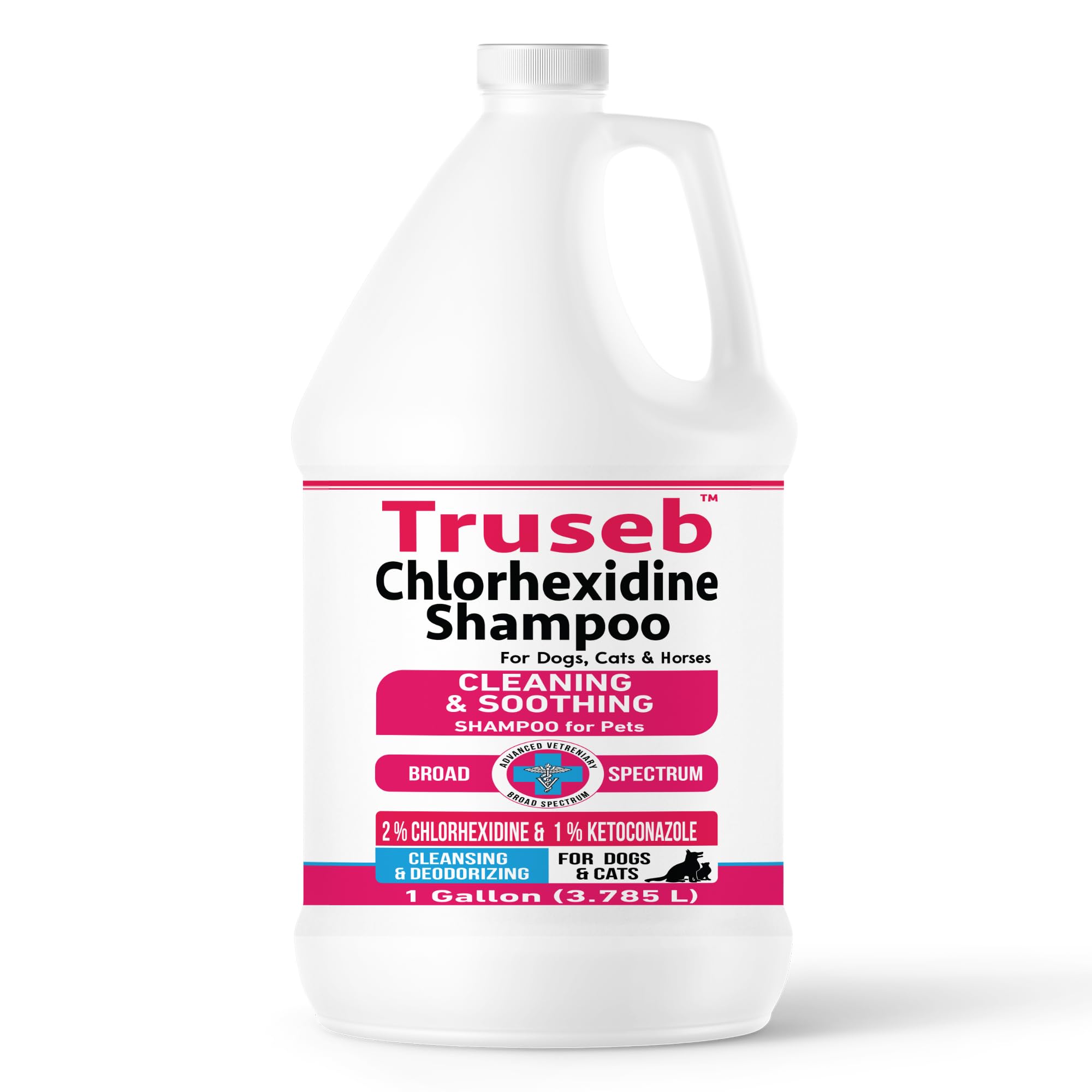 Truseb Topical Ketoconazole And Chlorhexidine Shampoo For Dogs, Cats & Horses Pleasantly Scented With A Cucumber Melon Scent Wit