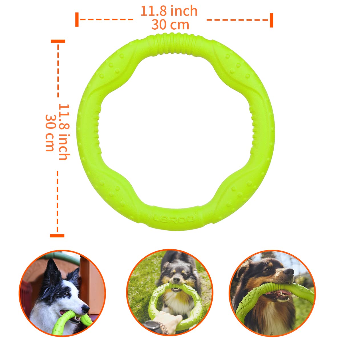 Laroo Dog Flying Ring Toys,Floating Flying Dog Disc Toys,Summer Pet Training Outdoor Durable Chew Toys For Medium And Large Dogs (Large Green/30Cm)