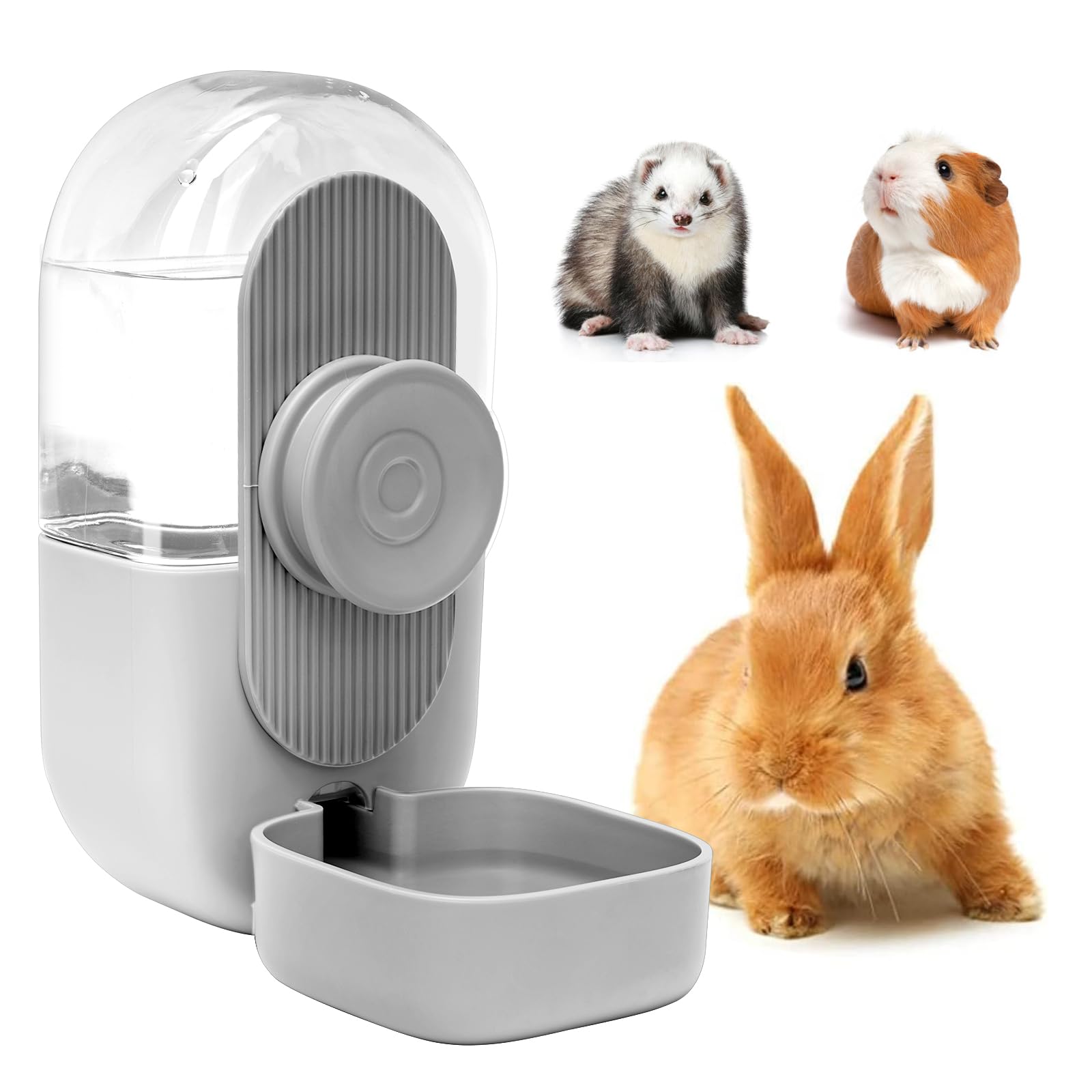 Kenond 28oz Hanging Automatic Rabbit Water Bottle, Guinea Pig Water Bottle No Drip, Gravity Water Dispenser for Cage, Suitable f