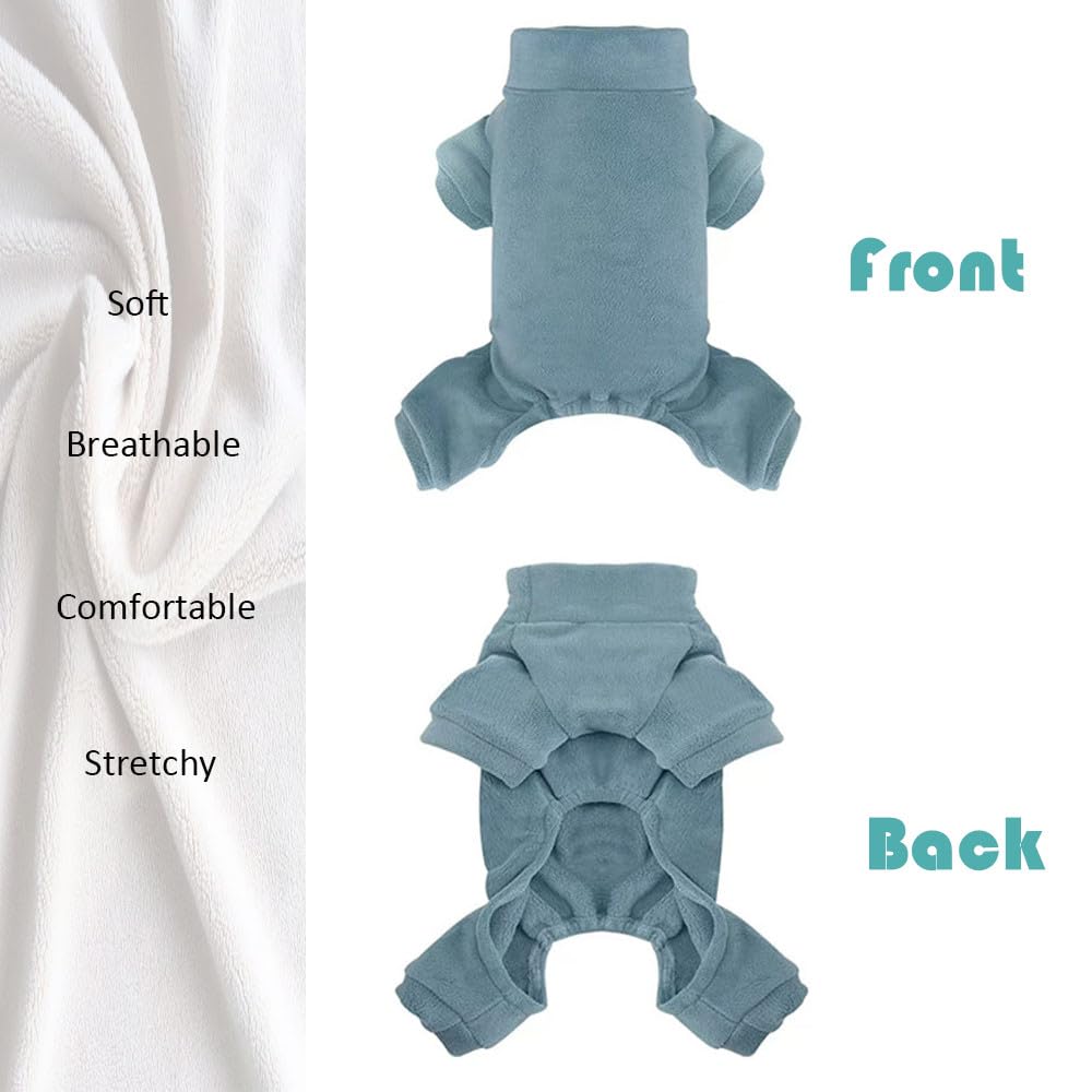 Fleece Dog Pajamas Turtleneck Thermal Dog Pjs Dog Jumpsuit Pet Outfits Warm Dog Onesie Soft Puppy Clothes for Small Sized Dogs a
