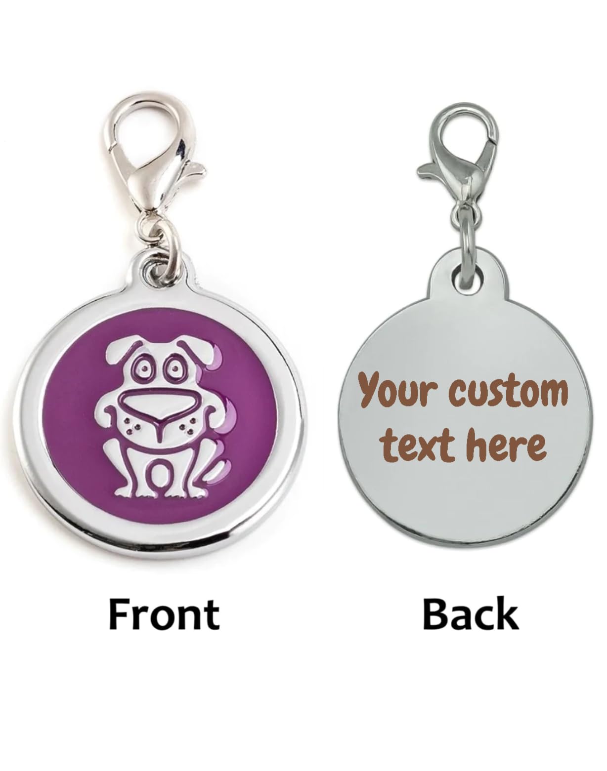 Personalized Funky Dog Design Pet Id Tag With Quick Clip - Laser Engraved Custom Name Tag For Puppies And Dogs (Round-Small: Pur
