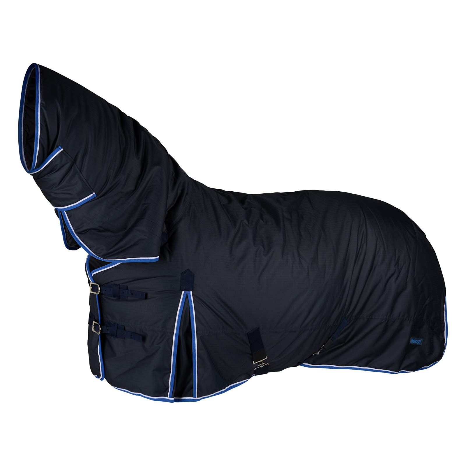 HORZE Glasgow Medium Weight Waterproof Combo Turnout Winter Horse Blanket with Neck Cover (150g Fill) - Dark Blue - 78 in