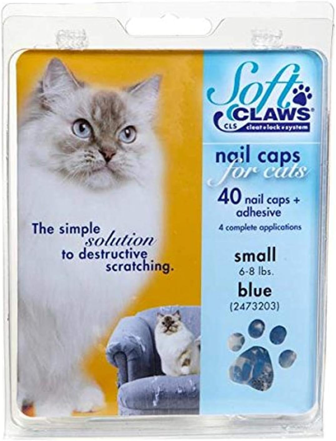 Soft Claws For Cats - Cls (Cleat Lock System), Size Small, Color Blue