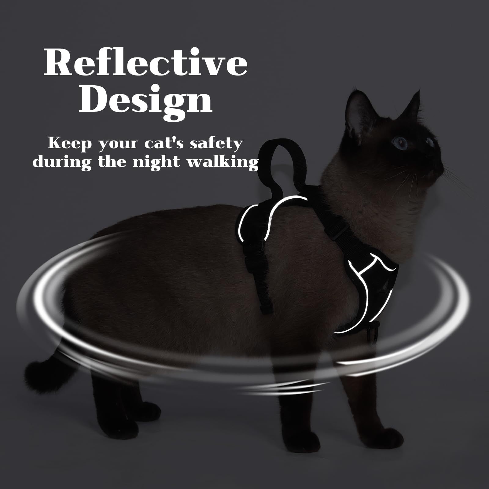 Cat Harness and Leash Set Escape Proof Adjustable Tactical Vest Breathable Kitten Harness with Handle for Walking Reflective Str