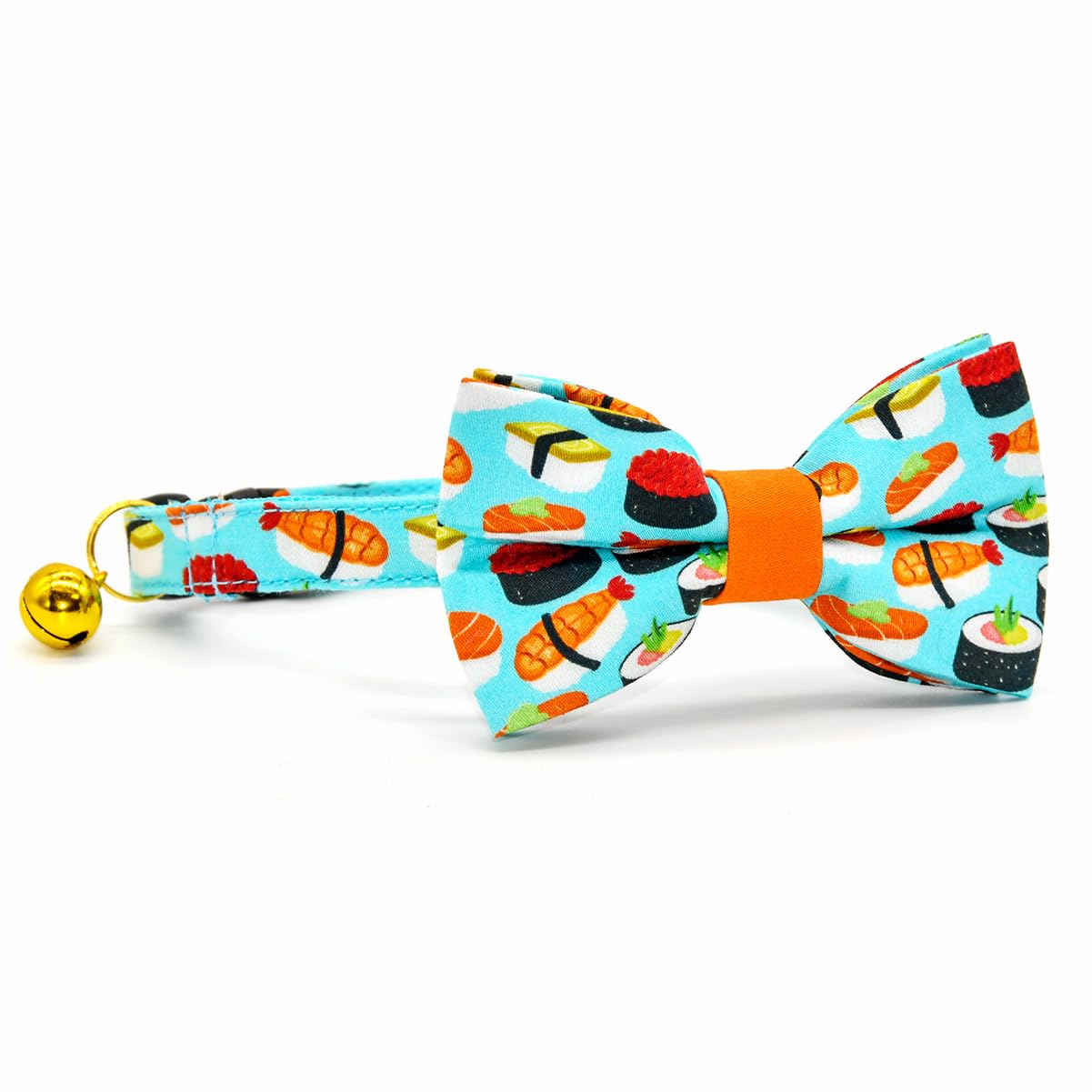 Sushi Cat Collar Bow Tie, Breakaway Safety Plastic Buckle, Bowtie Collar For Kitten (8''-13'')