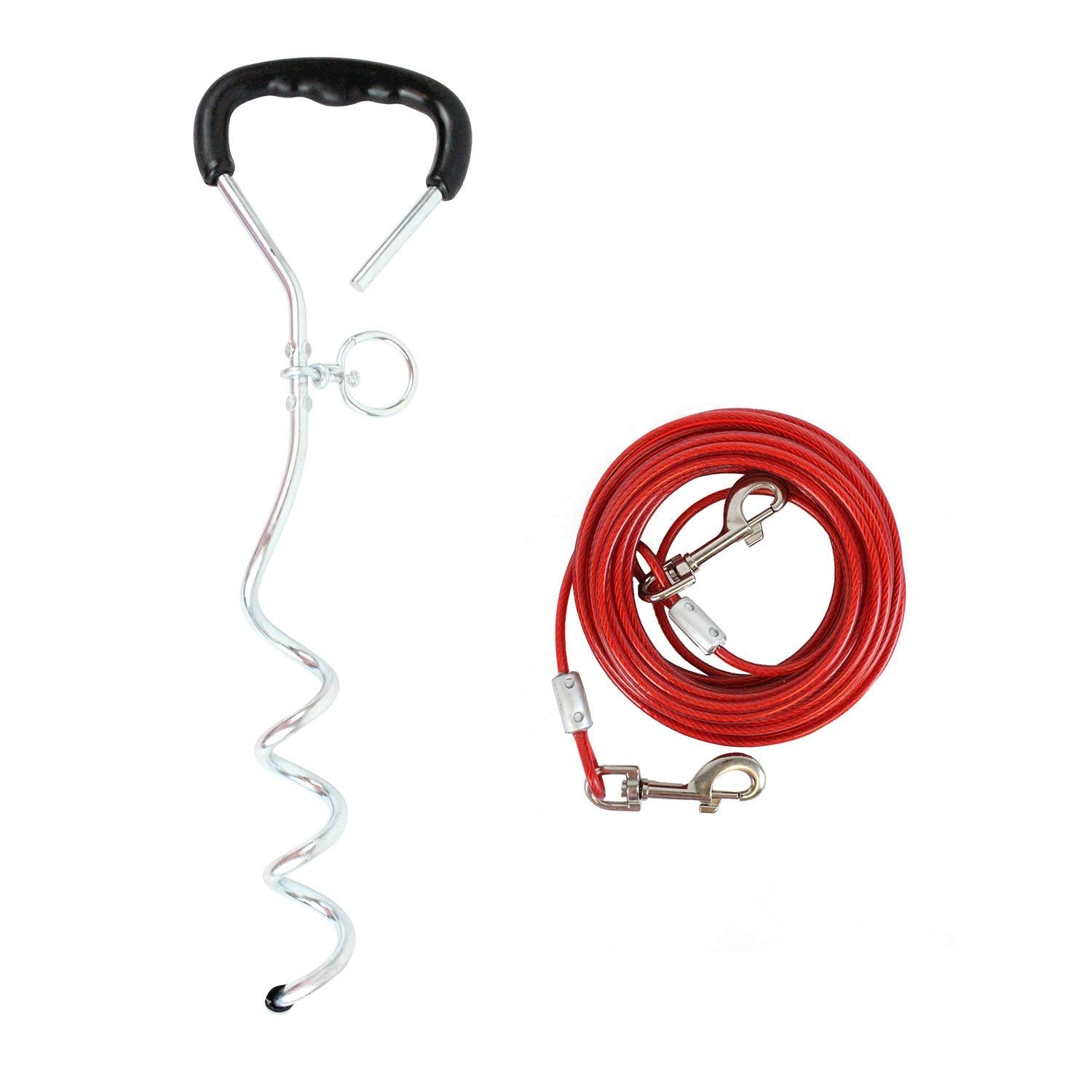 Downtown Pet Supply - Dog Tie Out Stake - Premium Dog Stake For Yard - Dog Runner With Steel Corkscrew Stake And Tie Out Cable For Dogs - For Dogs Up To 70 Lbs - 30 Ft