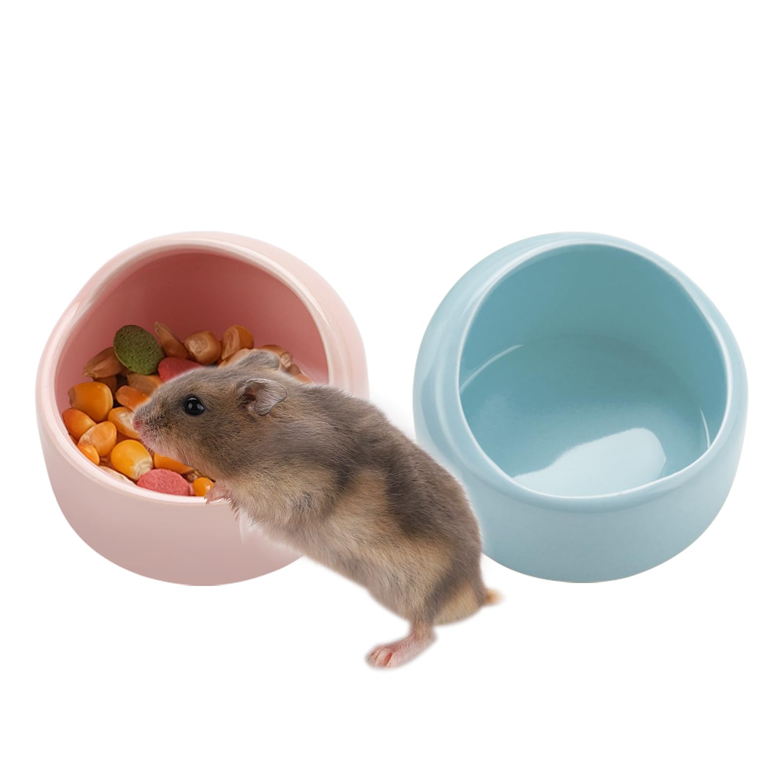 VanEnjoy 2 Pack Small Hamster Food Bowl Ceramic Guinea Pig Food Dish No Spill Hamster Food and Water Bowl Small Animal Food Bowl