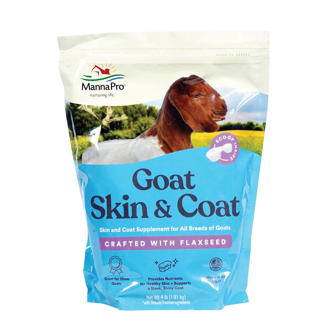 Manna Pro Goat Coat & Skin Supplement, Supports Healthy Skin, Shiny Coat & Overall Wellness, Goat Feed Supplement, Vitamins & Mi