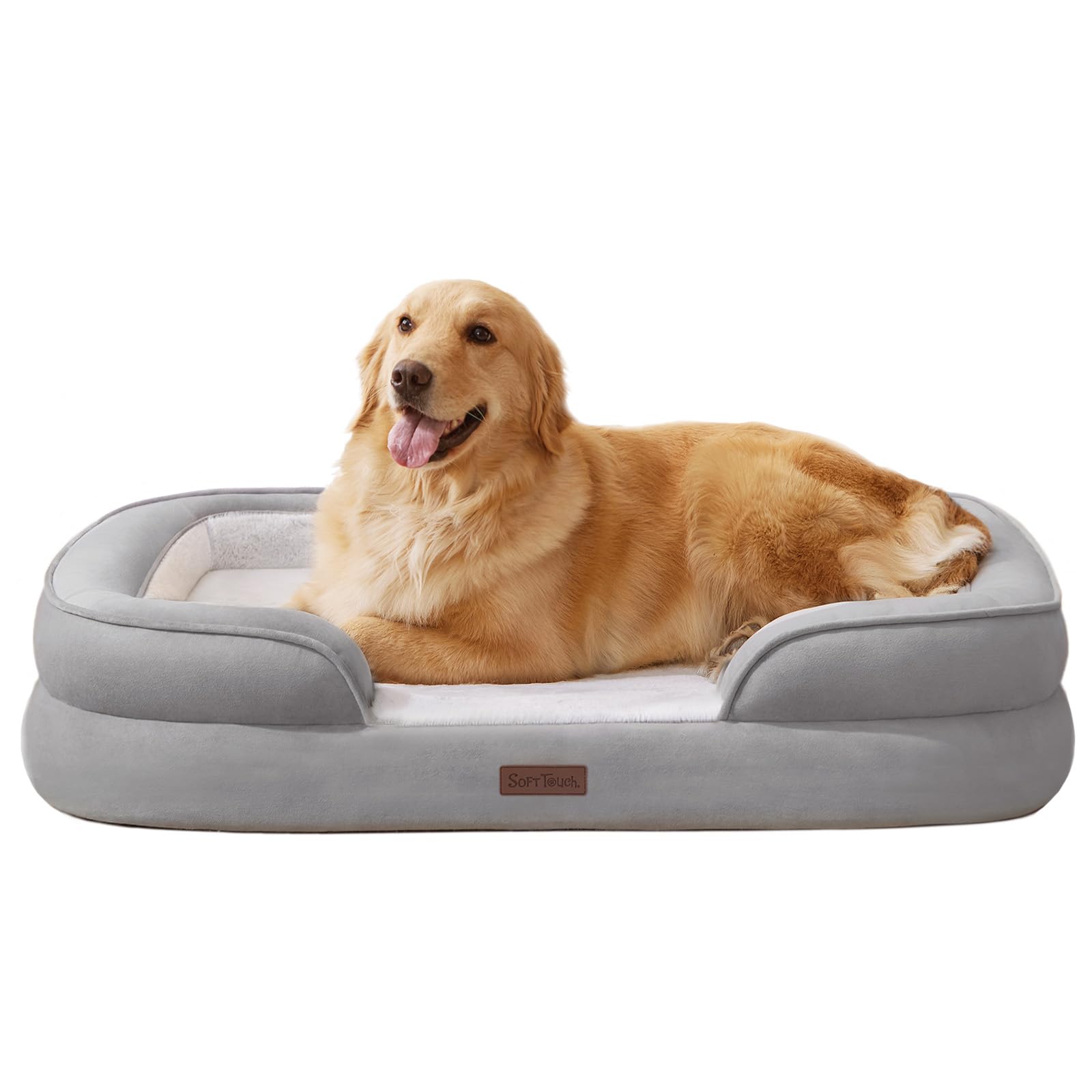 Soft Touch Orthopedic Xl Dog Bed For Large Dogs With Faux Fur Top, Waterproof Pet Couch Bed With Removable Washable Cover And Su