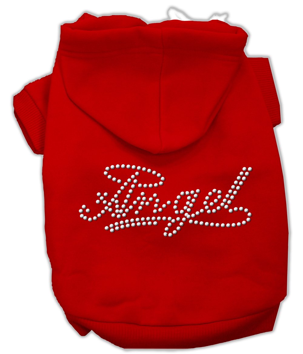 Mirage Pet Products 16-Inch Angel Rhinestud Hoodie, X-Large, Red