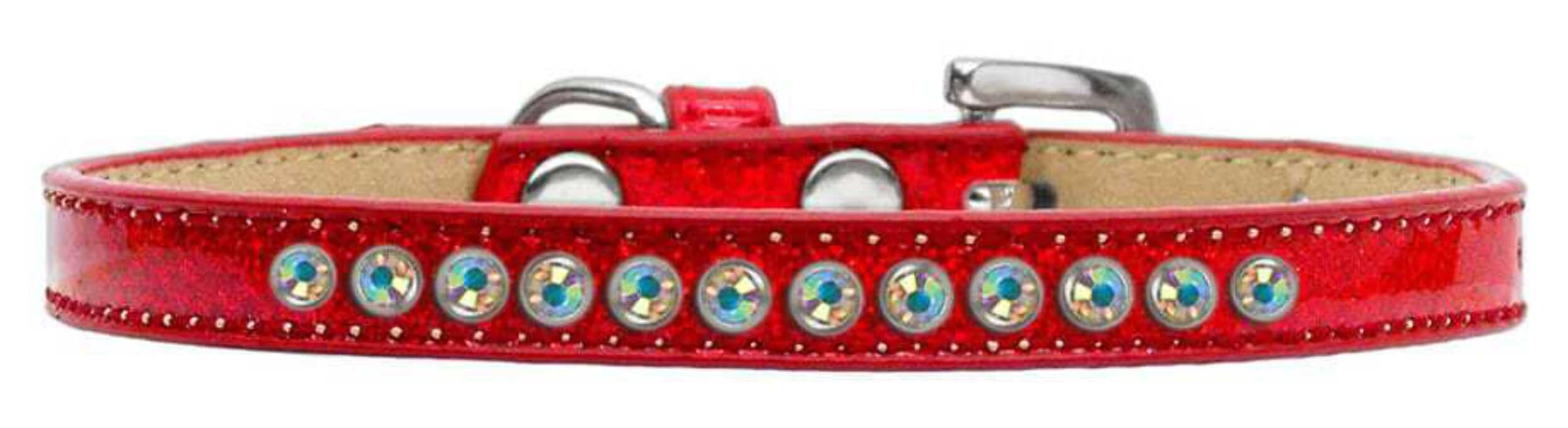 Dog, Puppy and Pet Ice Cream Collar, Aurora Borealis Crystal Rimsets Silver 14