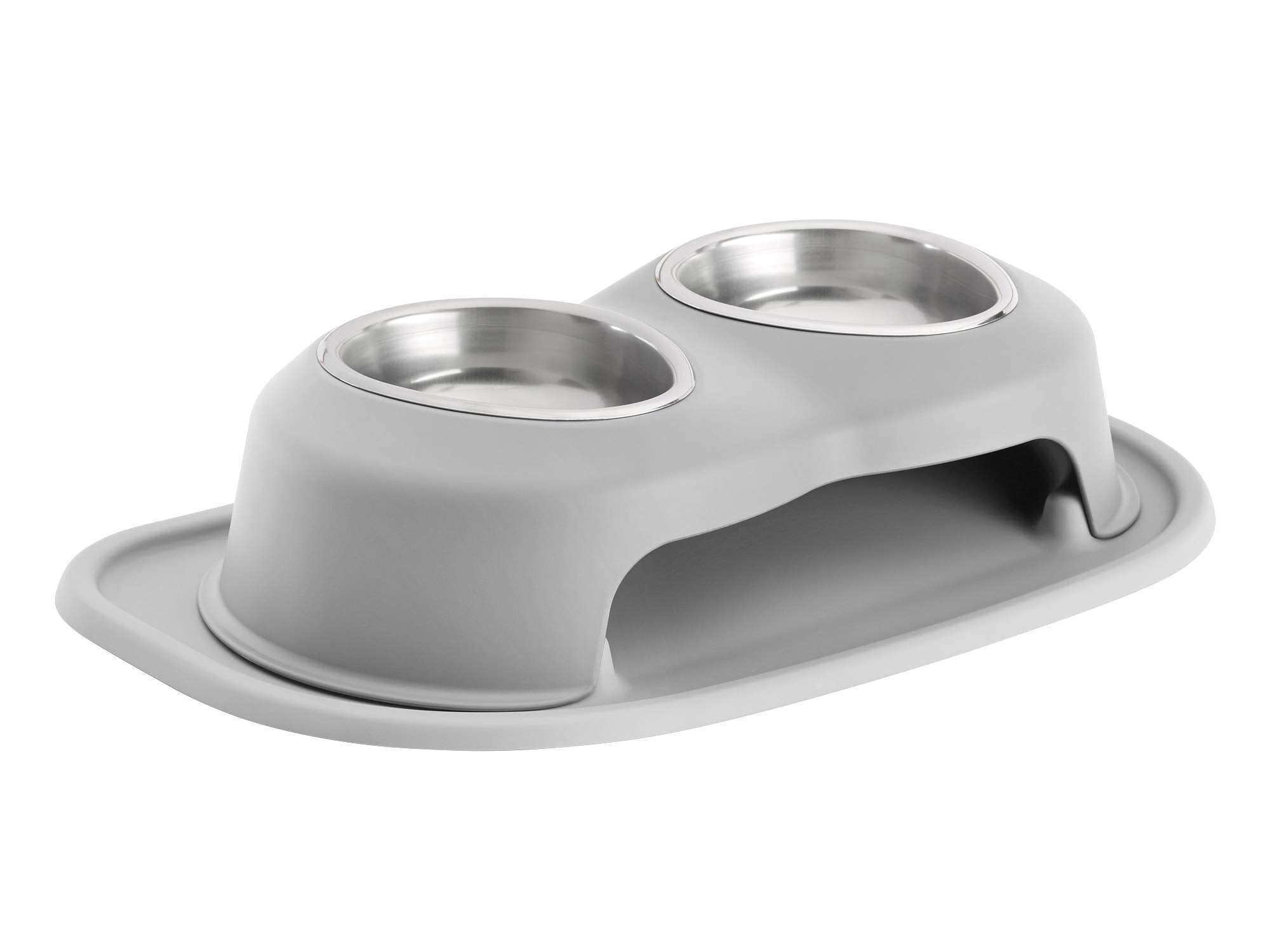 Weathertech Double High Pet Feeding System - Elevated Dog/Cat Bowls - 4 Inch High Light Grey (Dhc1604Lglg)