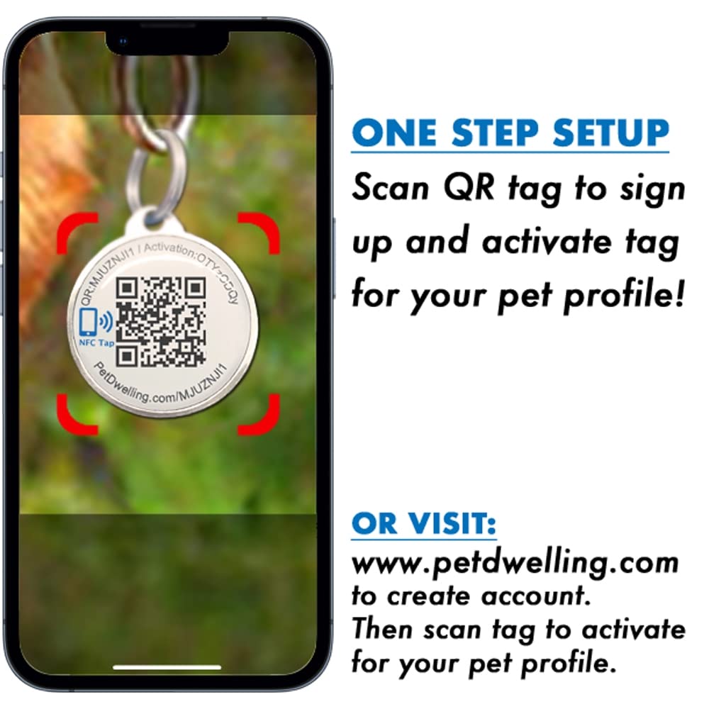 Pet Dwelling 2D Qr Code Pet Id Tag - Dog Tags - Cat Tags - Online Pet Profile - Scan Tag Location - Instant Email Notification(Red Heart)