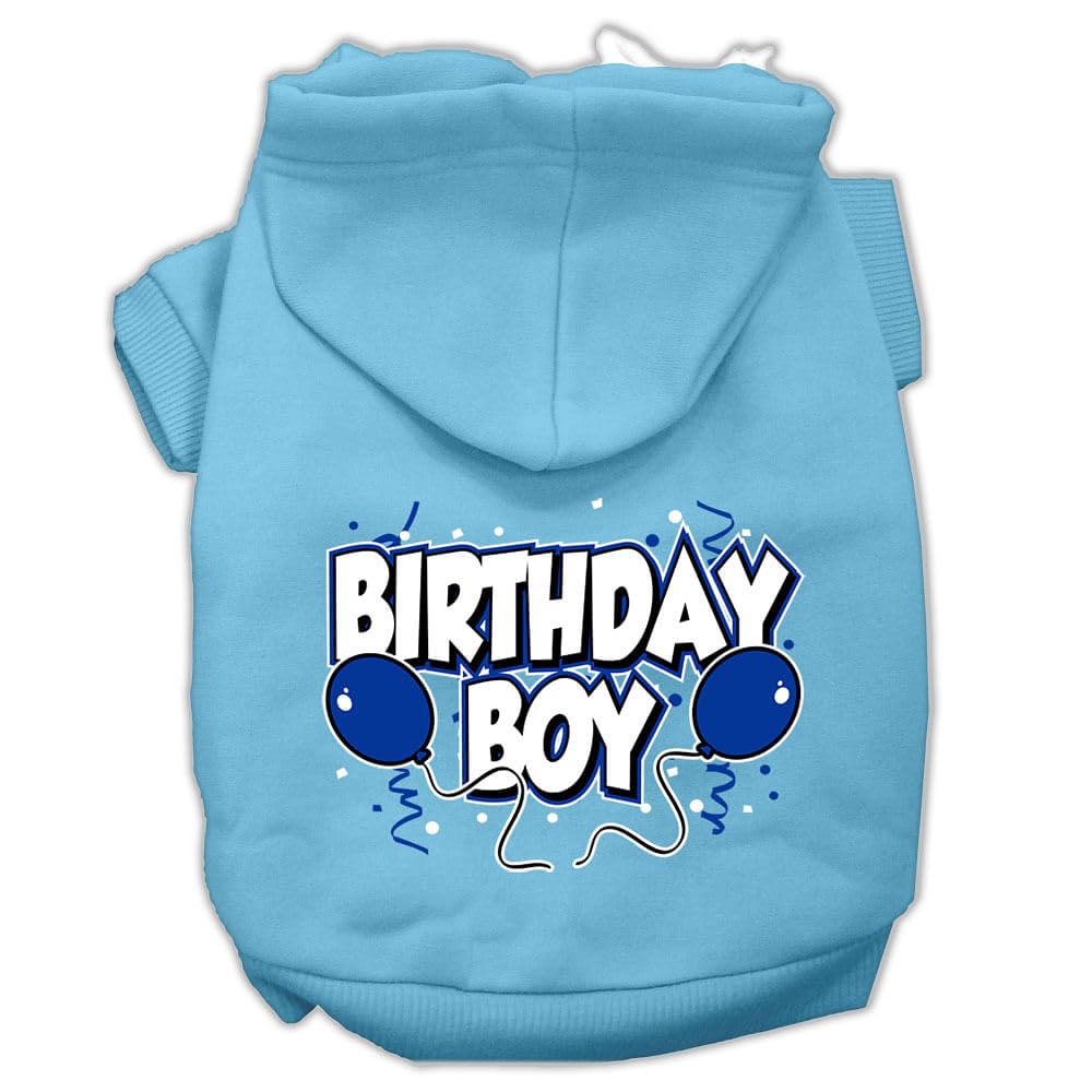 Pet, Dog & Cat Hoodie Screen Printed, 'Birthday Boy' Baby Blue 3Xl (25-35 Lbs.)