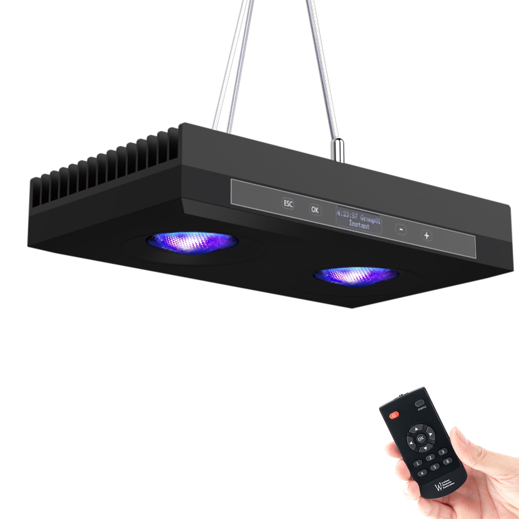 SMATFARM Aquarium Light - 95 Watt Sunrise Sunset Moonlight, Group Control Program Coral Reef Light Dimmable Full Spectrum for Ma