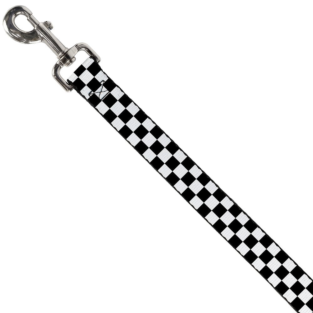Dog Leash Checker Black White 6 Feet Long 1.0 Inch Wide