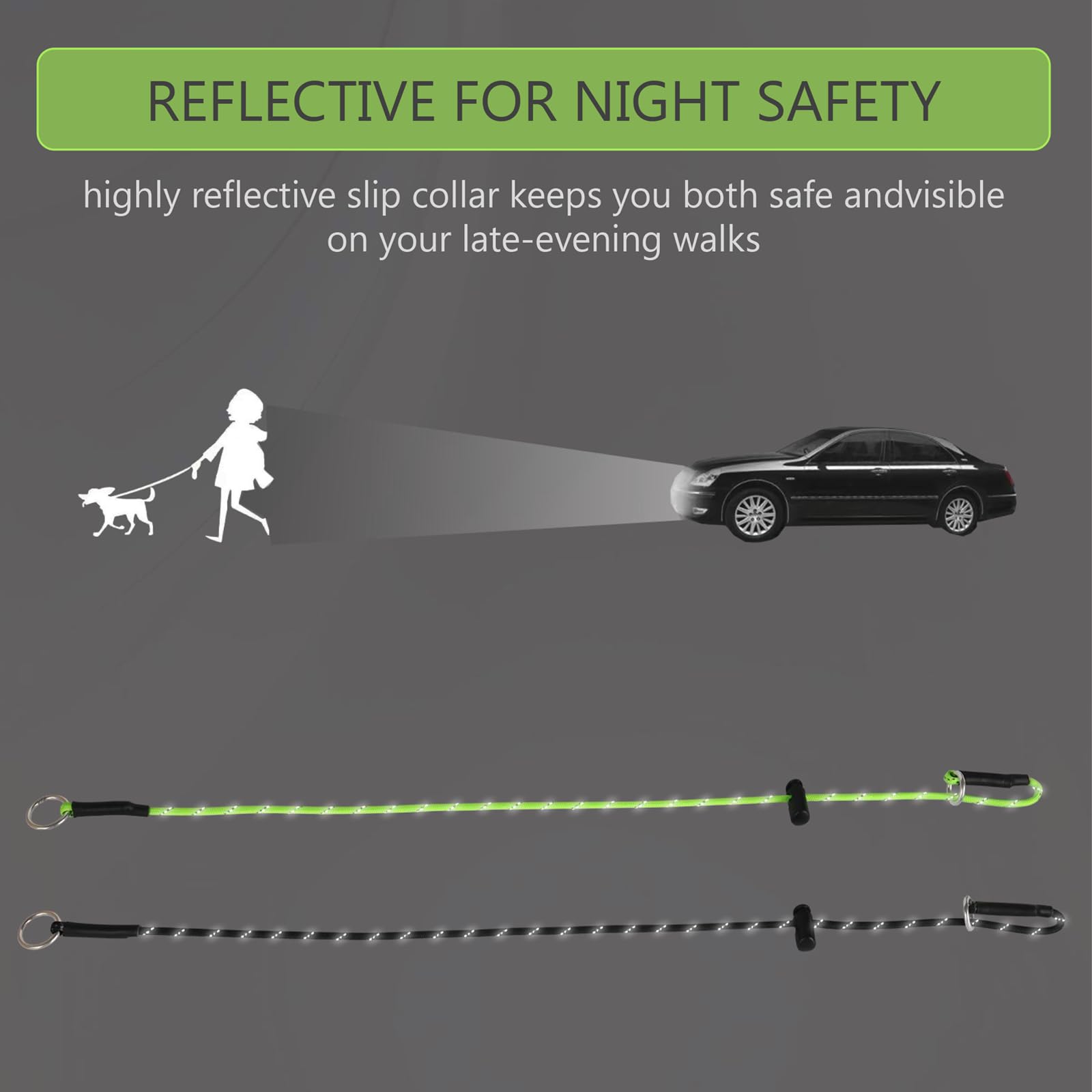 No Pull Dog Collar Slip Collars - 4.2Mm 1000Lb Paracord 26'' Thin Reflective Martingale Collar With Adjustable Stopper & Sturdy