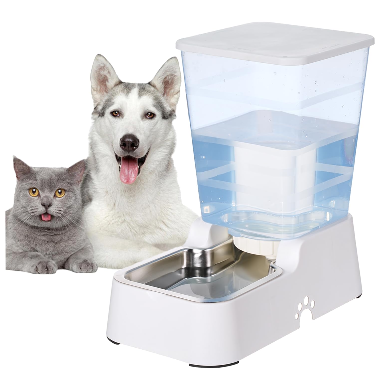 Leefele Automatic 5.4L/1.4Gal Pet Waterer, Pet Automatic Dog Water Dispenser Gravity Stainless Steel Water Feeder, Large Capacit