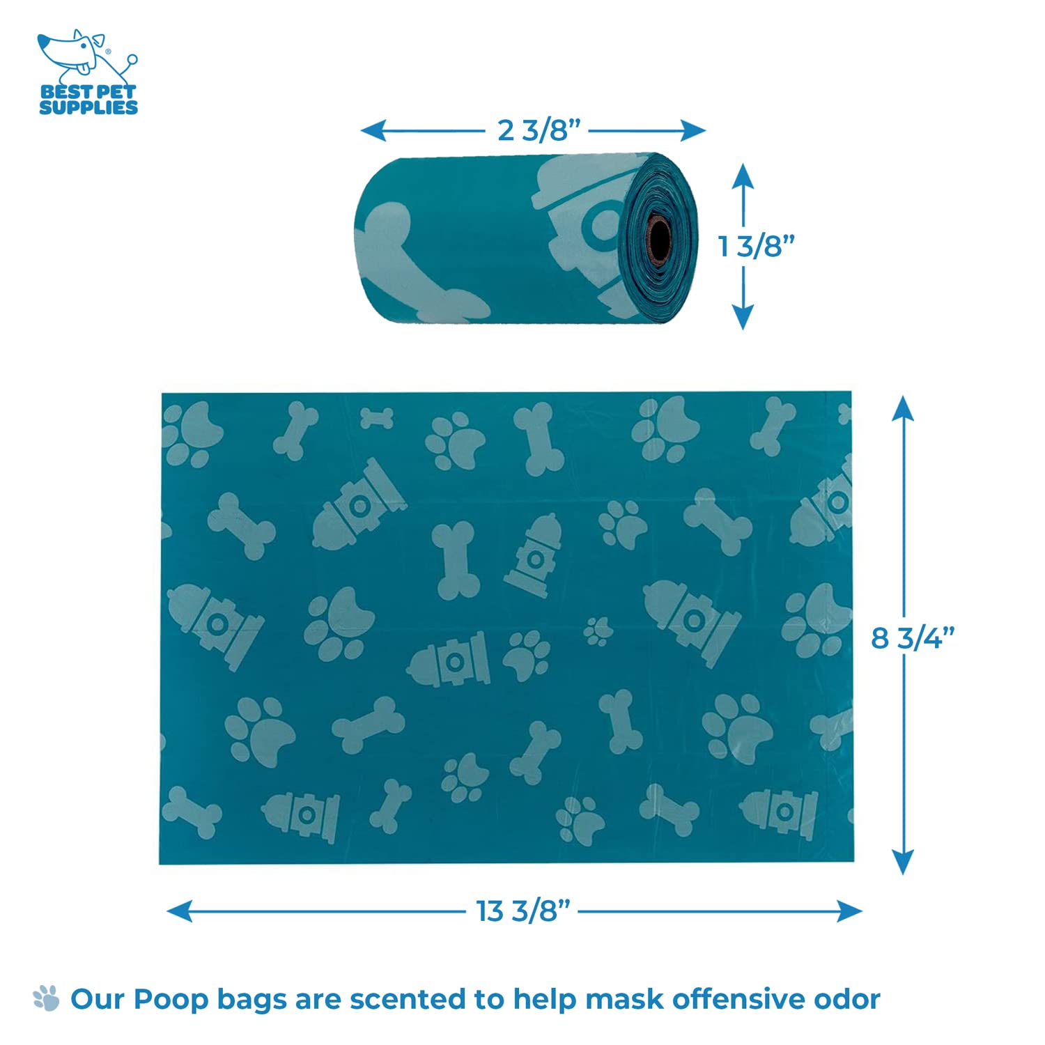 Best Pet Supplies Dog Poop Bag Holder Leash Attachment With 30 Bags, Reusable Dispenser For Travel, Walking, Park, And Outdoor Use, Durable With Clip-On - Turquoise, Pack Of 2