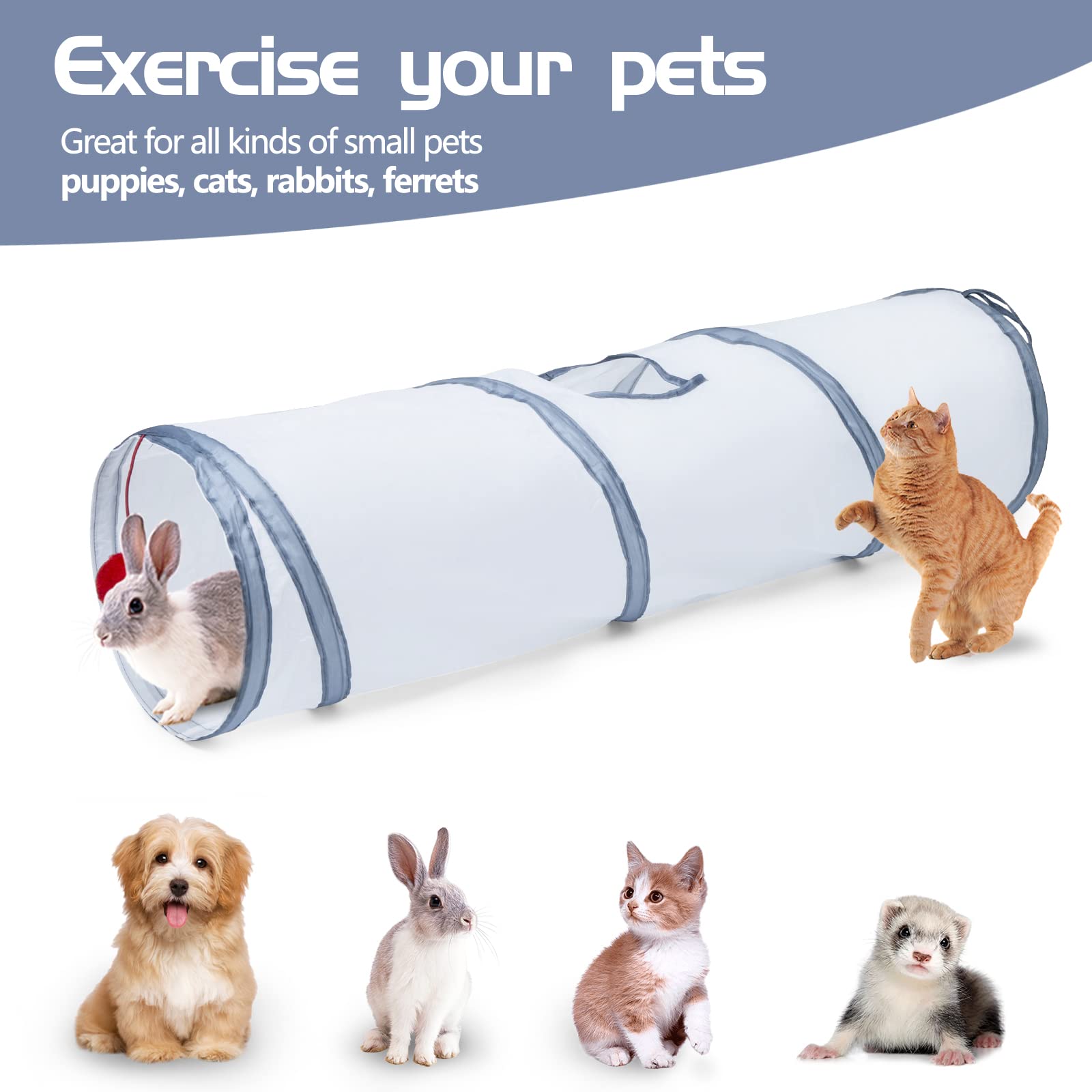 Sheldamy Cat Tunnel, 2-Way Cat Tunnels For Indoor Cats, Collapsible Cat Play Tunnel, Interactive Toy Maze Cat House With 1 Play