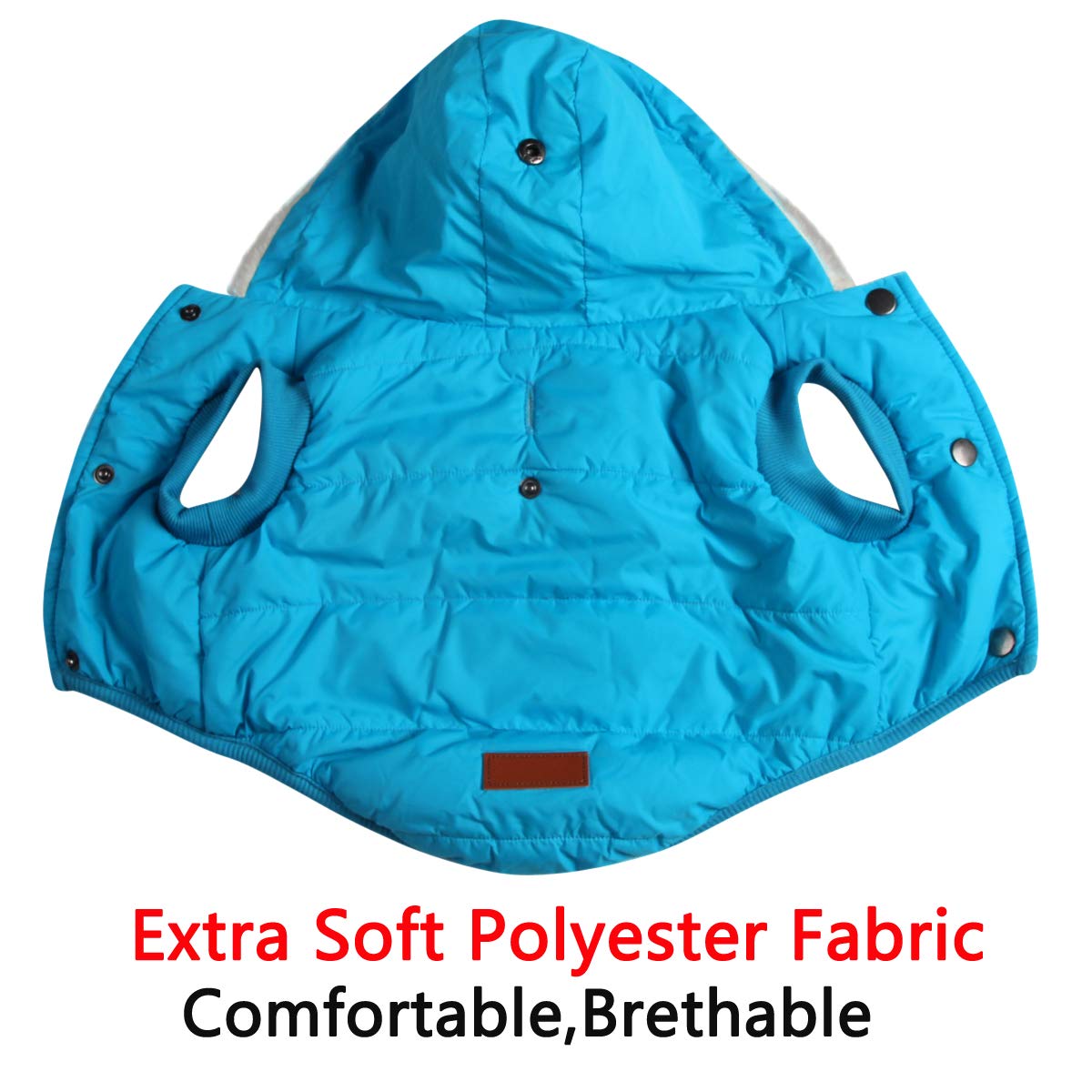 Vecomfy Fleece Lining Extra Warm Dog Hoodie In Winter For Large Dogs Jacket Pet Coats With Hooded,Light Blue Xl