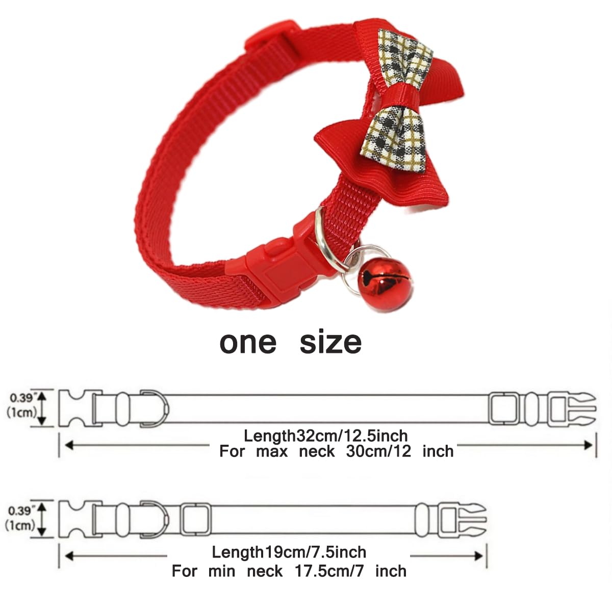 Red Cat Collar With Bells, 2-Pack Dog Collar With Bell Cute Bowtie Puppy Collar Nylon Adjustable Buckle For Xxs Xsmall Girl Pets