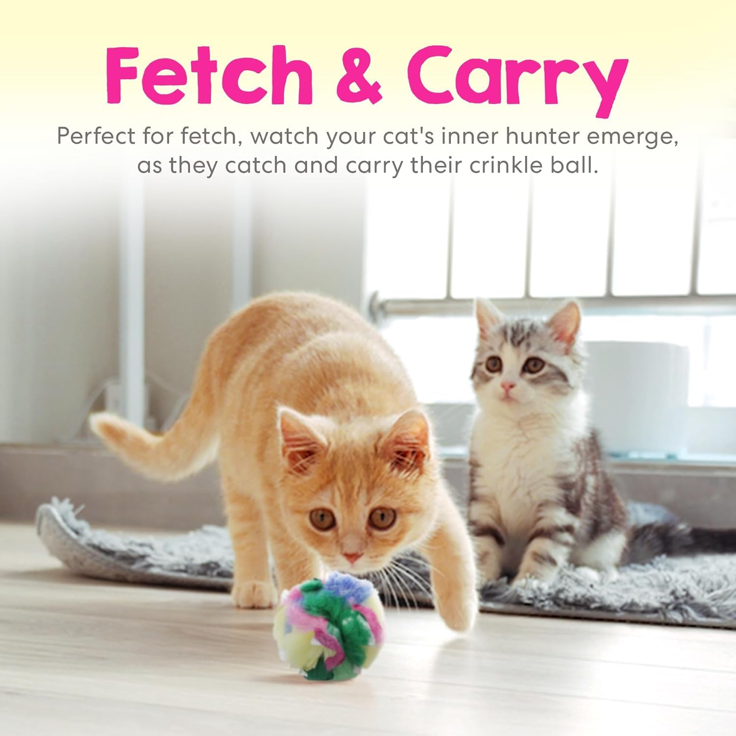 Cat Crinkle Ball Large 3.5 Inch (1-Pack) - Crinkle Cat Toys for Indoor Cats - Jumbo Crinkly Cat Toys for Keeping Fit and Active