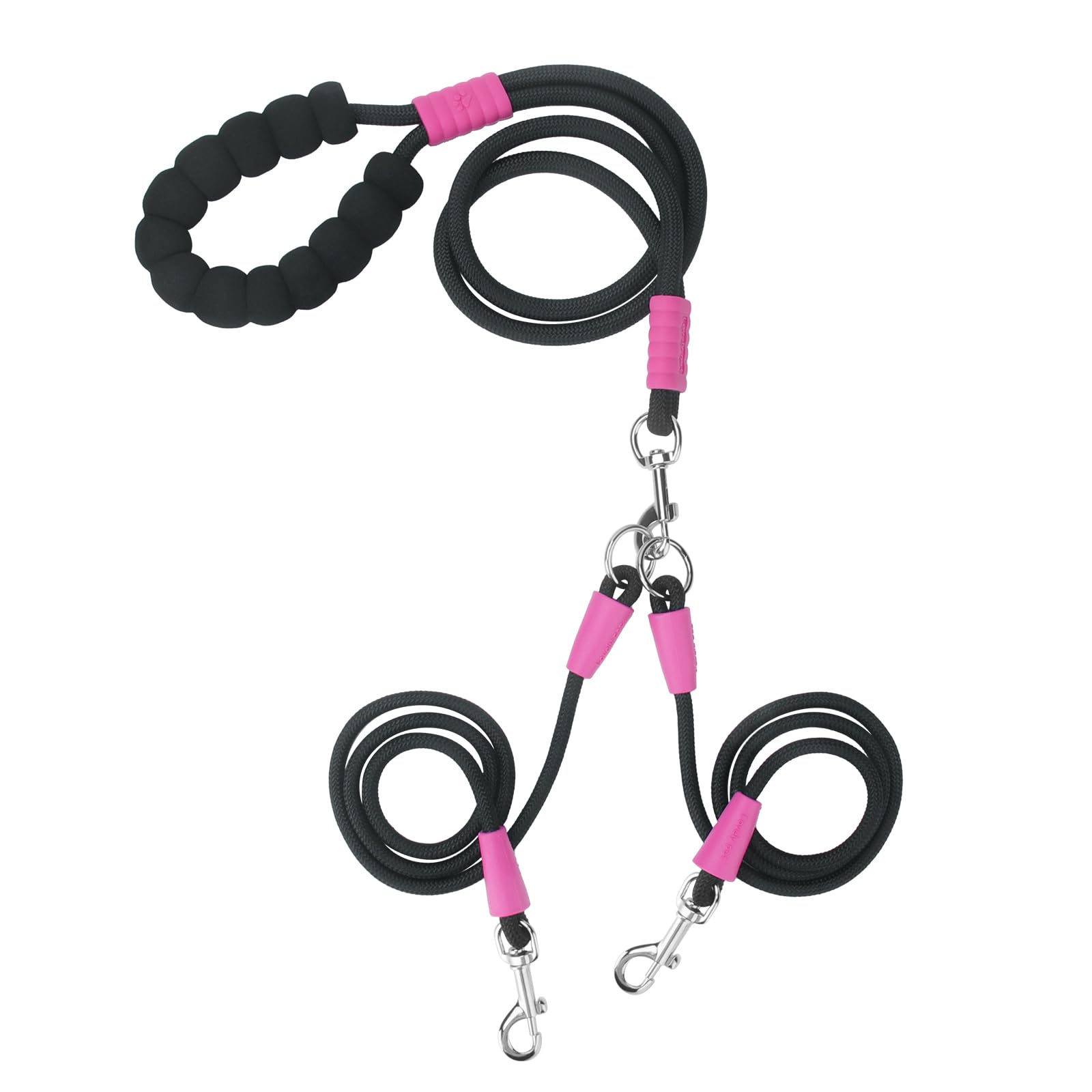 Mewzoo Double Dog Leash For Two Dogs,Dual Hands Free Heavy Duty Dog Leashes,360 Swivel No Tangle Walking Leash,Soft Padded Handl