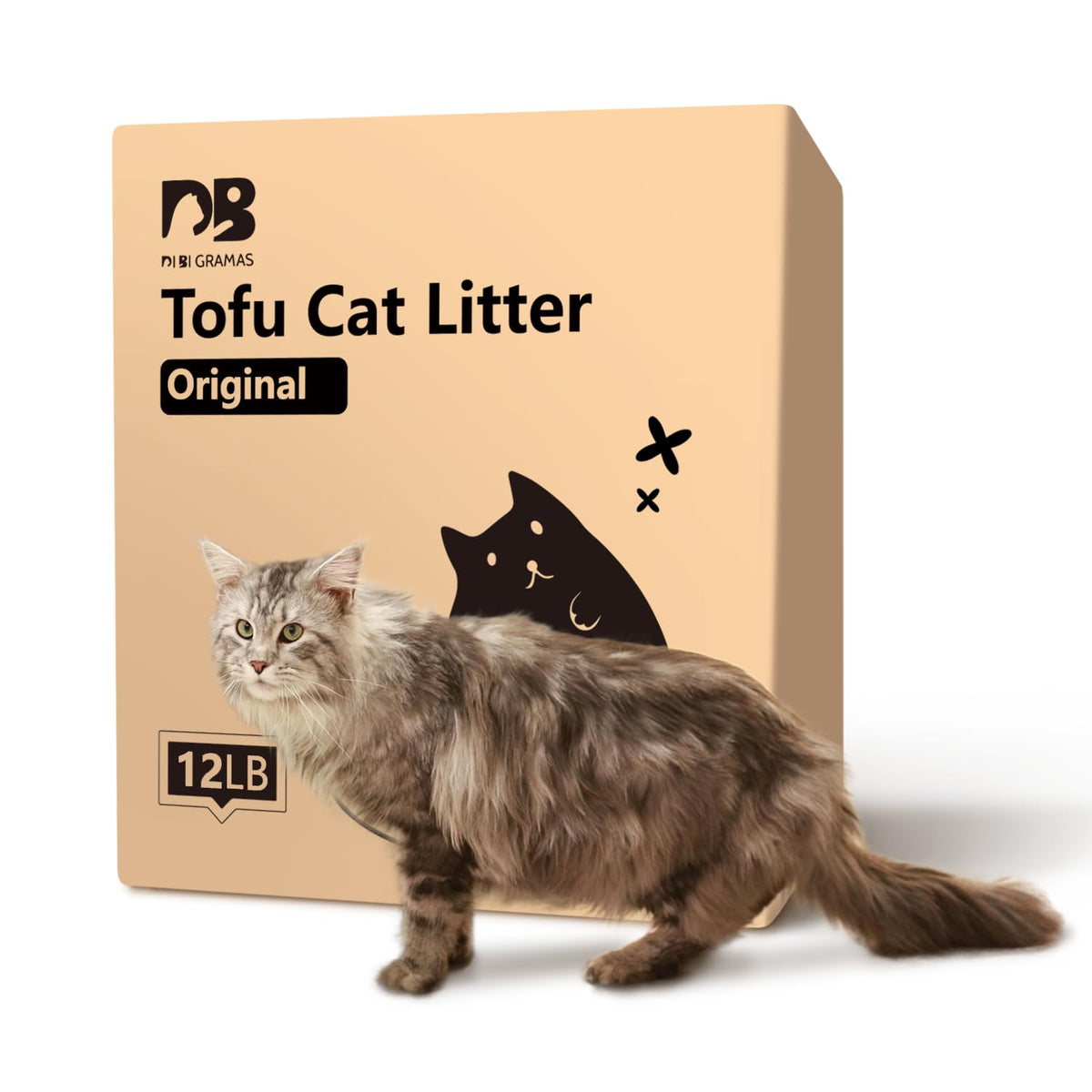 Di Bi Gramas Cat Litter 12Lb/2 Packs Dust-Free Clumping Tofu Cat Litter Quickly Absorb Odors Toilet Can Flush Into The Toilet Pu