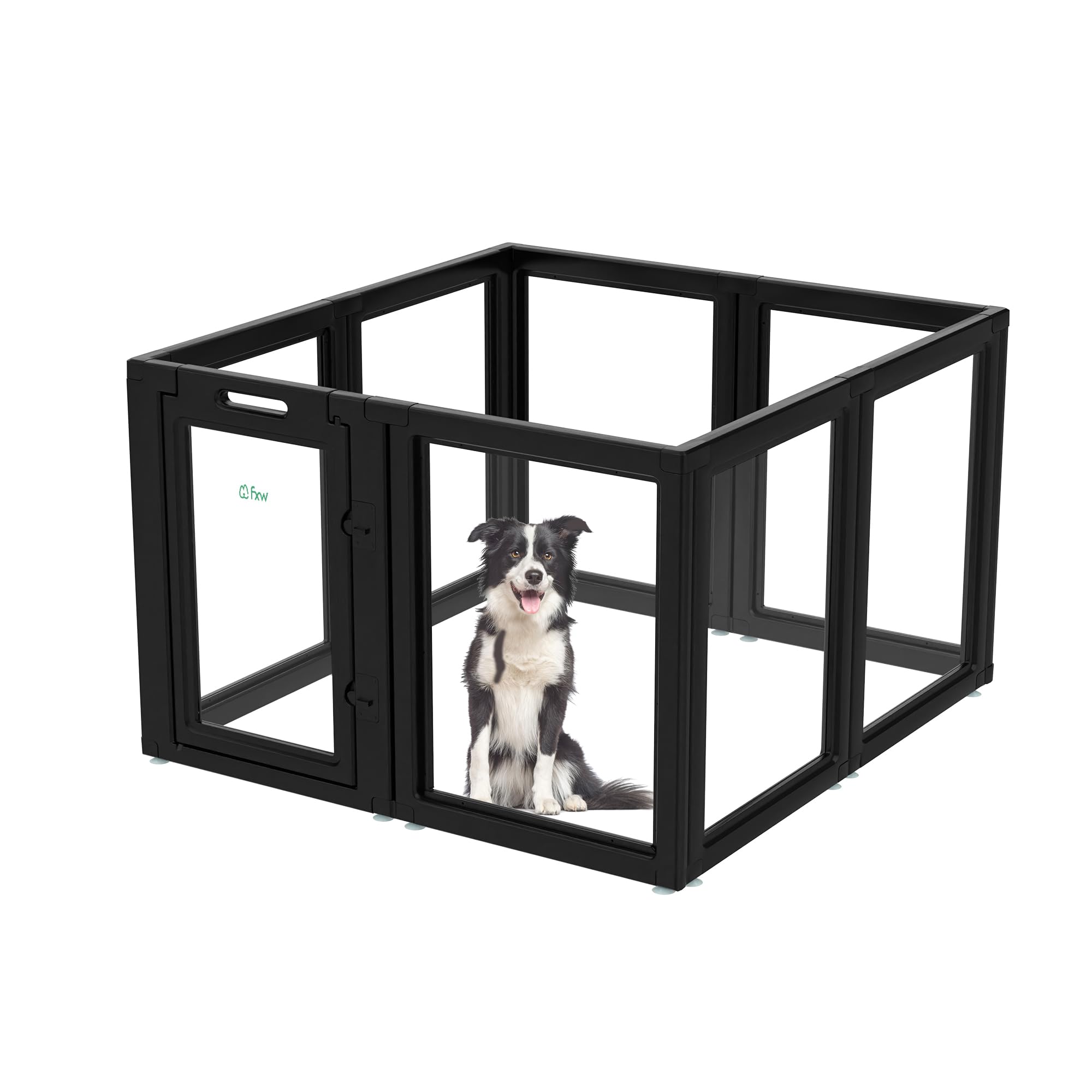 Fxw Auraspace Acrylic Indoor Dog Playpen For Small And Medium Dogs, 30 Inch, 8 Panels, Black