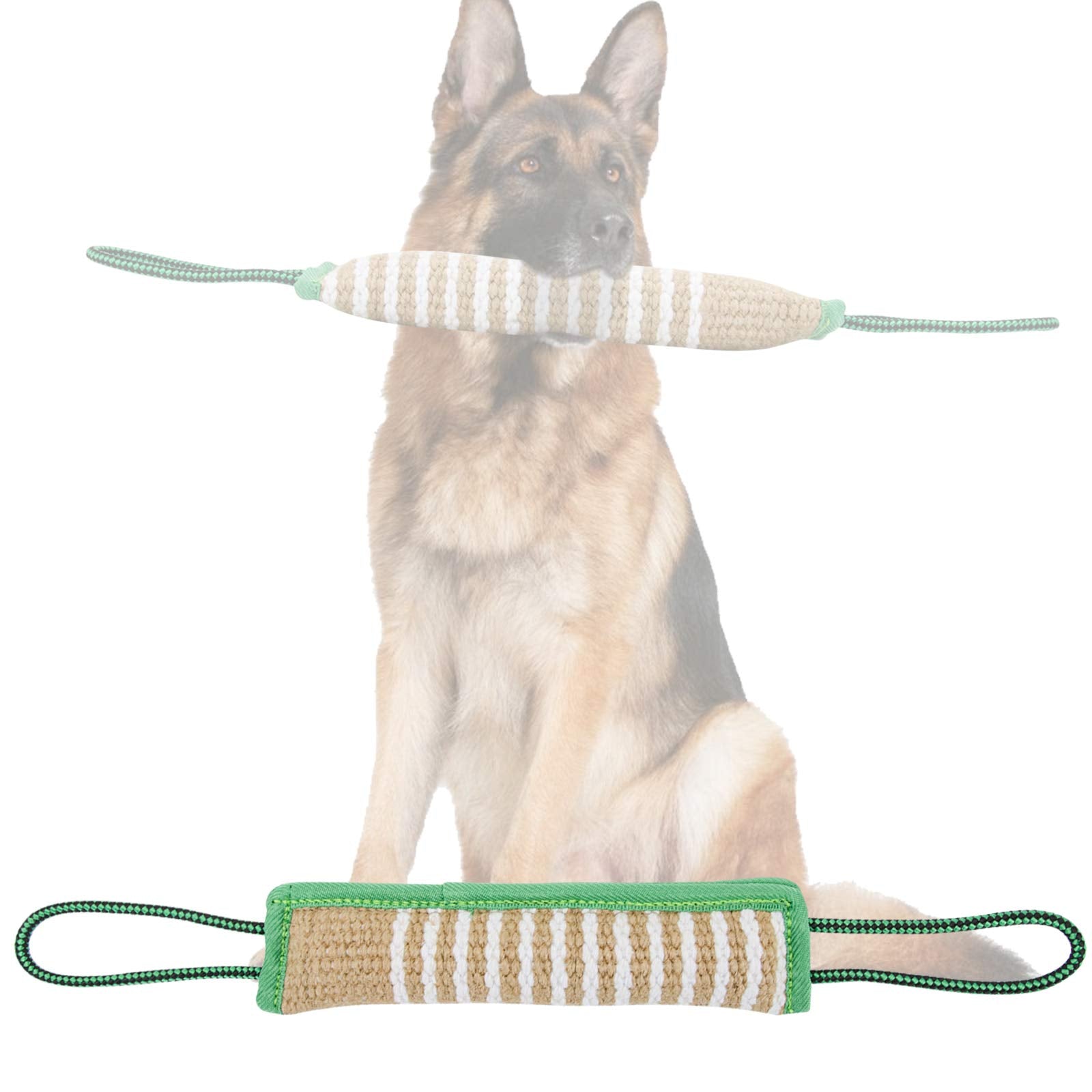 Dog Tug Toy, Dog Bite Jute Pillow Pull Toy With 2 Strong Handles, Perfect For Tug Of War, Puppy Training Interactive Play, Durable Bite Training Toys For Medium To Large Dogs (Green)