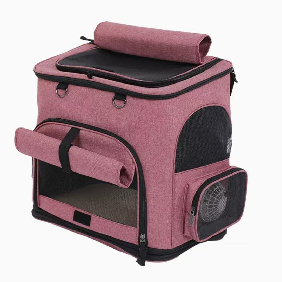 Falytemow Pet Carrier Backpack With Wheel And Fan For Small Dogs And Cats Under 22Lb Collapsible Breathable System Waterproof Ca