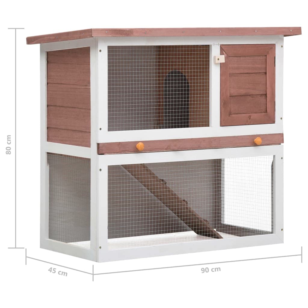 Vidaxl Outdoor Rabbit Hutch – Spacious Brown Wood Pet Lodge With 1 Door – Perfect For Rabbits & Small Animals – Easy Cleaning With Pull-Out Tray, Weatherproof Design, Safe & Secure Wire Mesh