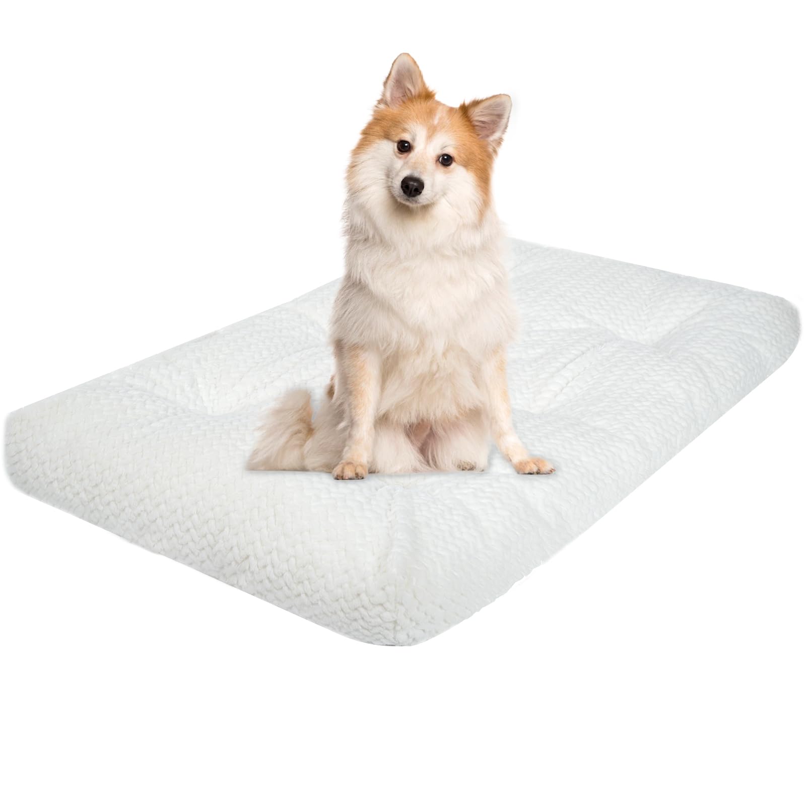Kroser Deluxe Crate Pad, Dog Kennel Bed - Soft, Reversible (Cool & Warm), Machine Washable - Small To Jumbo Dogs, White