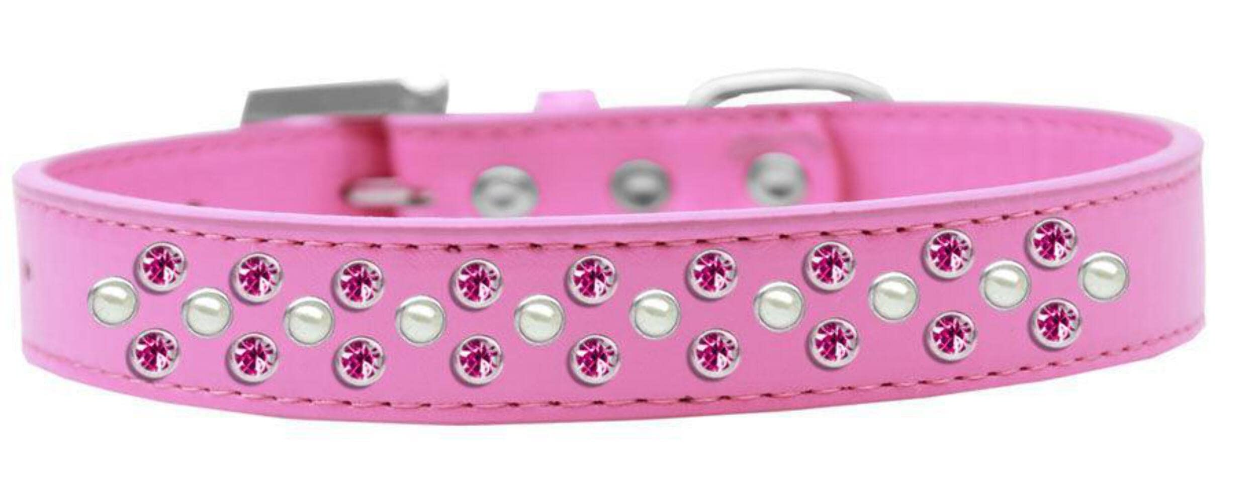 Dog, Puppy & Pet Fashion Collar, Pearl and Bright Pink Crystal Rimsets Sprinkles Bright Pink 20