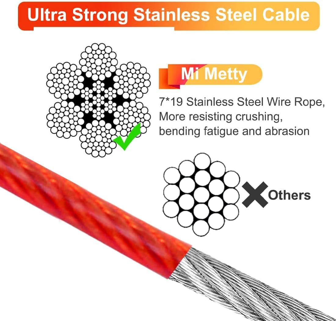 Mi Metty Tie Out Cable For Dogs,150Ft Dog Leads,Heavy Duty Tie Out Cable For Large Dogs Up To 125Lbs,Durable Dog Runner Tether L