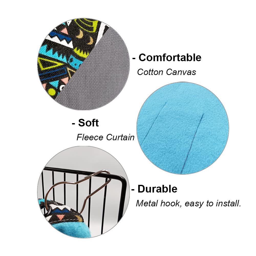 Rioussi Guinea Pig Hideout Hideaway Corner Fleece Toys Cage Accessories With Reversible Sides, Geo/Gray-Green+Blue, Pack Of 2