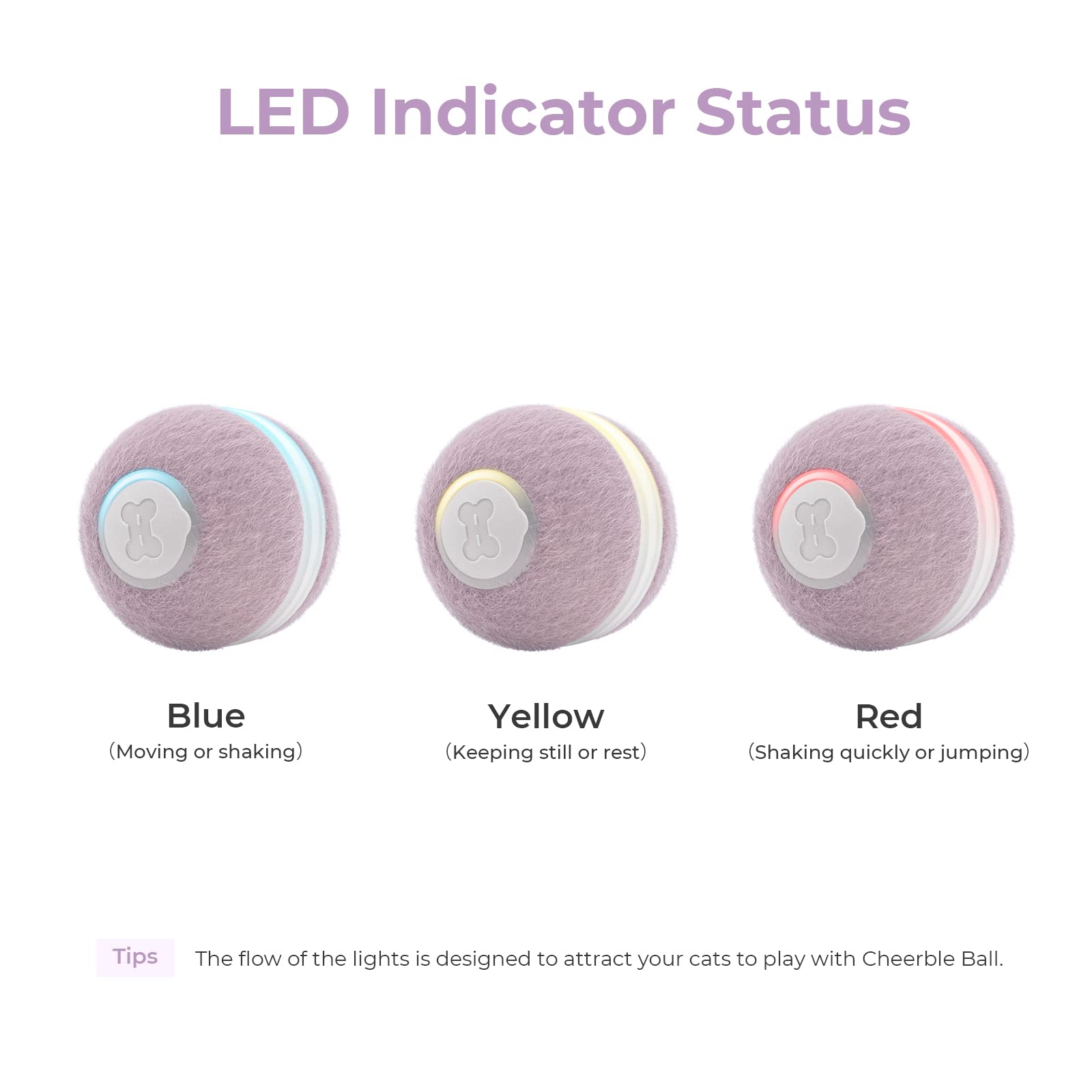 Cheerble Hoochii Smart Interactive Cat Toy, 3 Interactive Modes Automatic Moving Bouncing Rolling Ball For Indoor Cat Kitten Bir