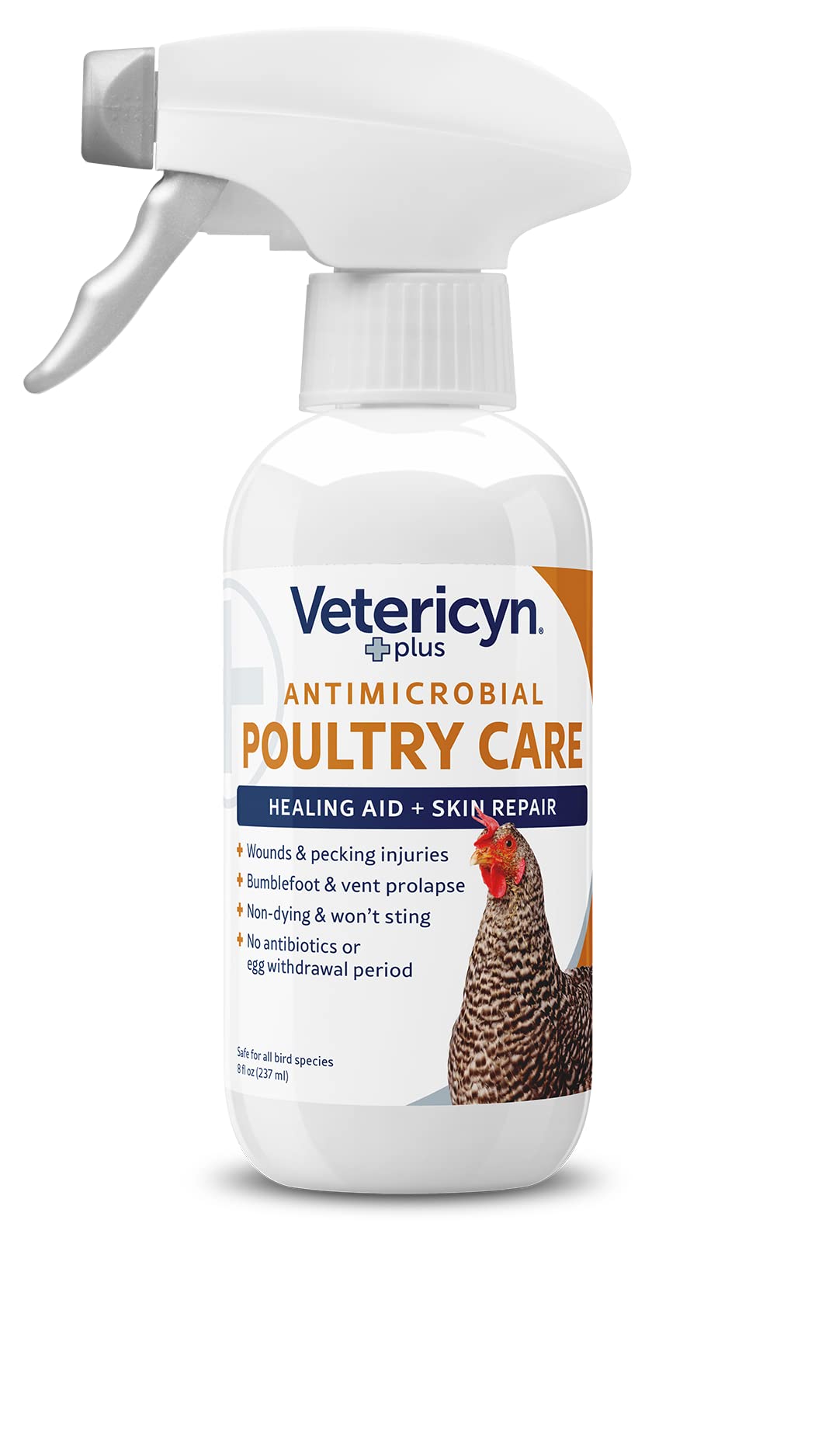 Vetericyn Plus Poultry Care Spray | Healing Aid And Skin Repair For Chicken Wounds, Pecking Injuries, Bumblefoot, Vent Prolapses, And More. 8 Ounces