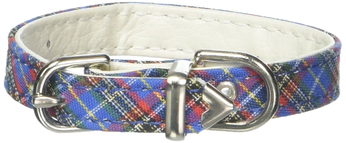 Dog, Puppy & Pet Plain Collar, &quot;3/8&quot; Wide Plaid&quot; Blue 8