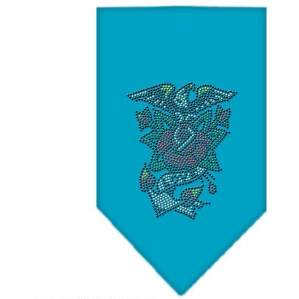 Pet and Dog Bandana Rhinestone, Eagle Rose Turquoise Large