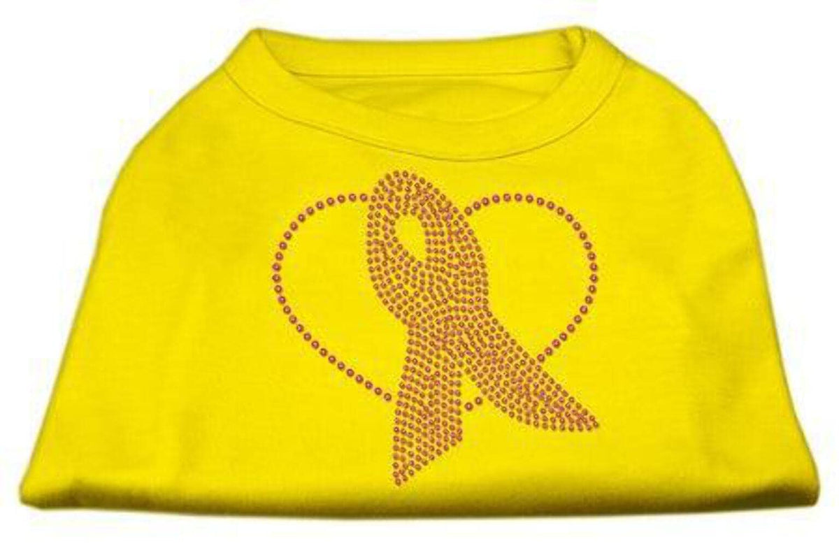 Mirage Pet Products Pink Ribbon Rhinestone Pet Shirt, 3X-Large, Yellow