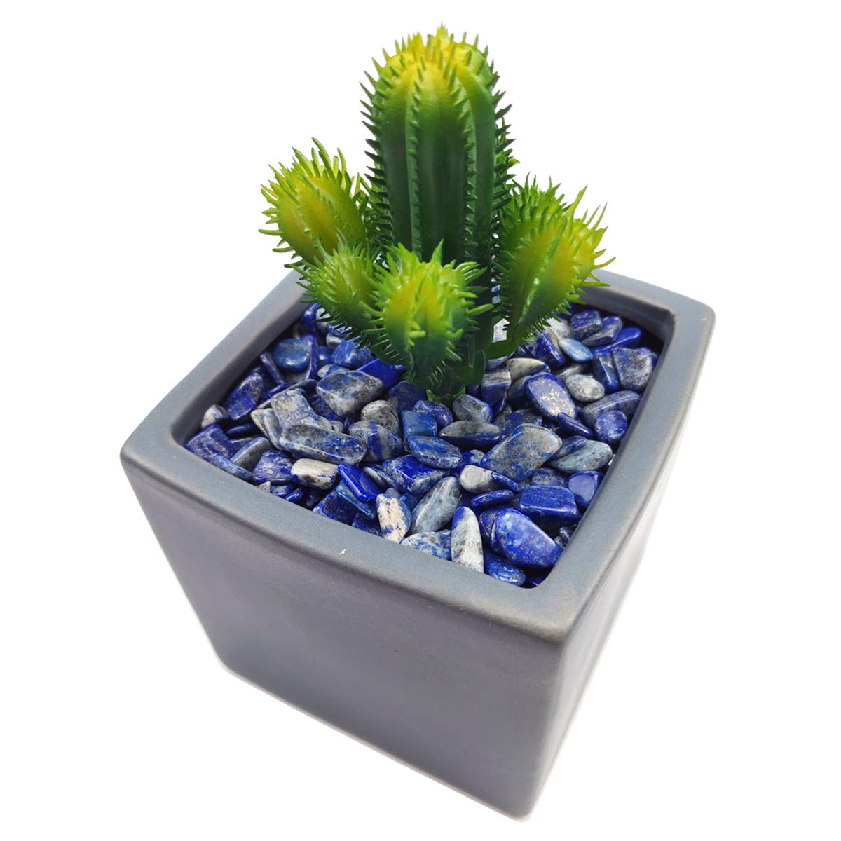 Wayber 1 Lb/460G Deep Blue Lapis Lazuli Pebbles Irregular Decorative Stones Natural Crystal Rock Gravel For Aquarium/Fish Turtle Tank/Succulent Plants/Air Plants Decoration (Fill 0.9 Cup)