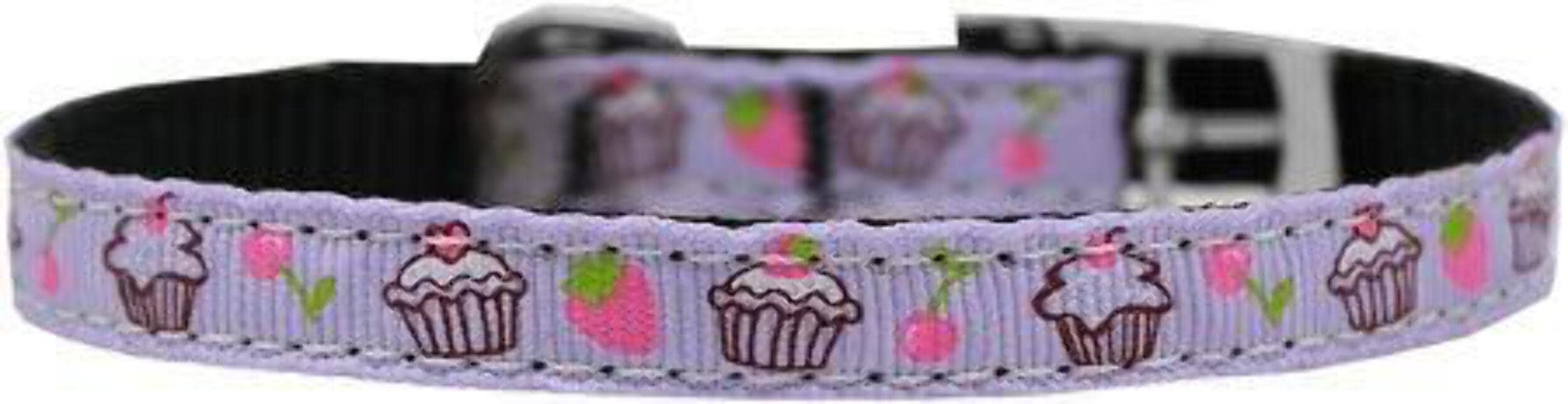Mirage Pet Products Cupcakes Nylon Dog Collar with Classic Buckle, Size 16, Blue